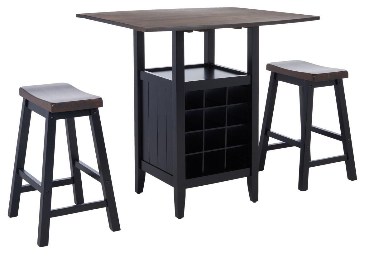 Safavieh Casey Pub Table and 2 Barstools, Dark Espresso/Black, large