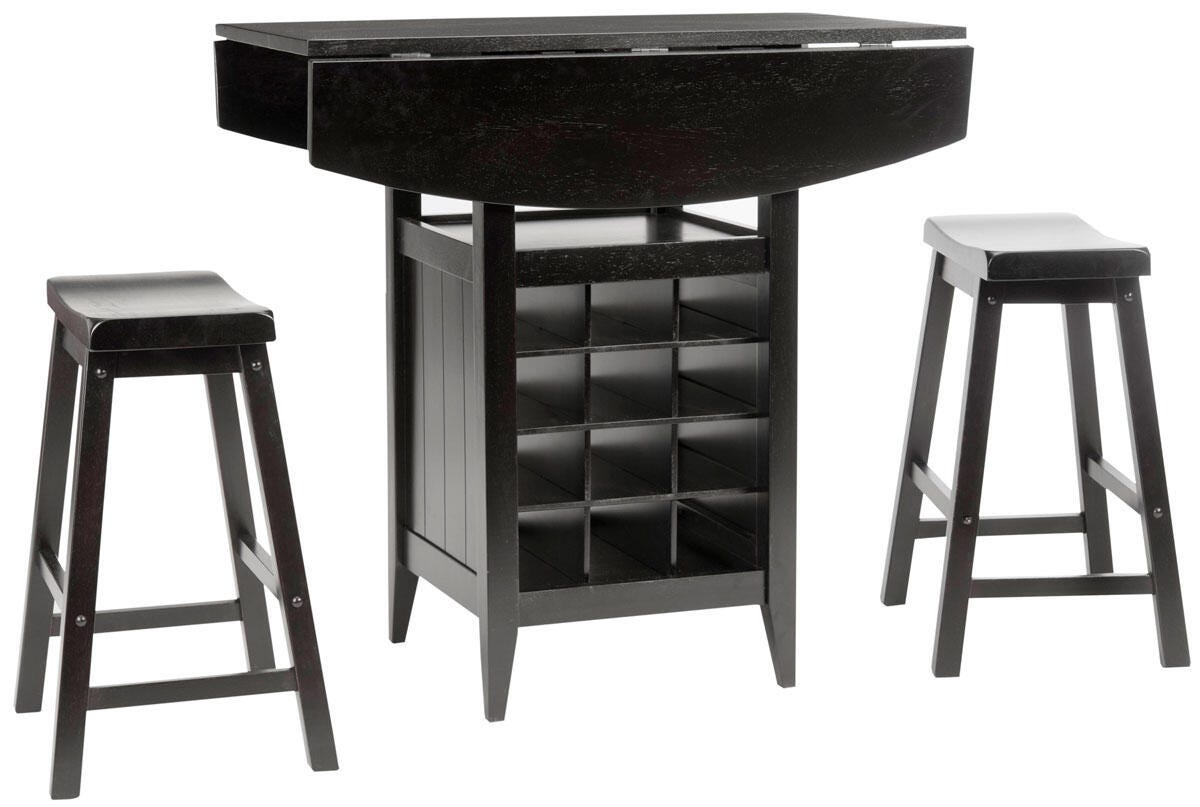 Safavieh Casey Pub Table and 2 Barstools, Espresso, large