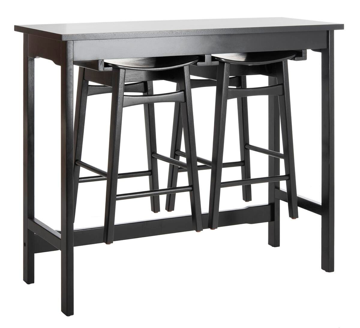 Safavieh Colbie Pub Table and 2 Barstools, Black, large
