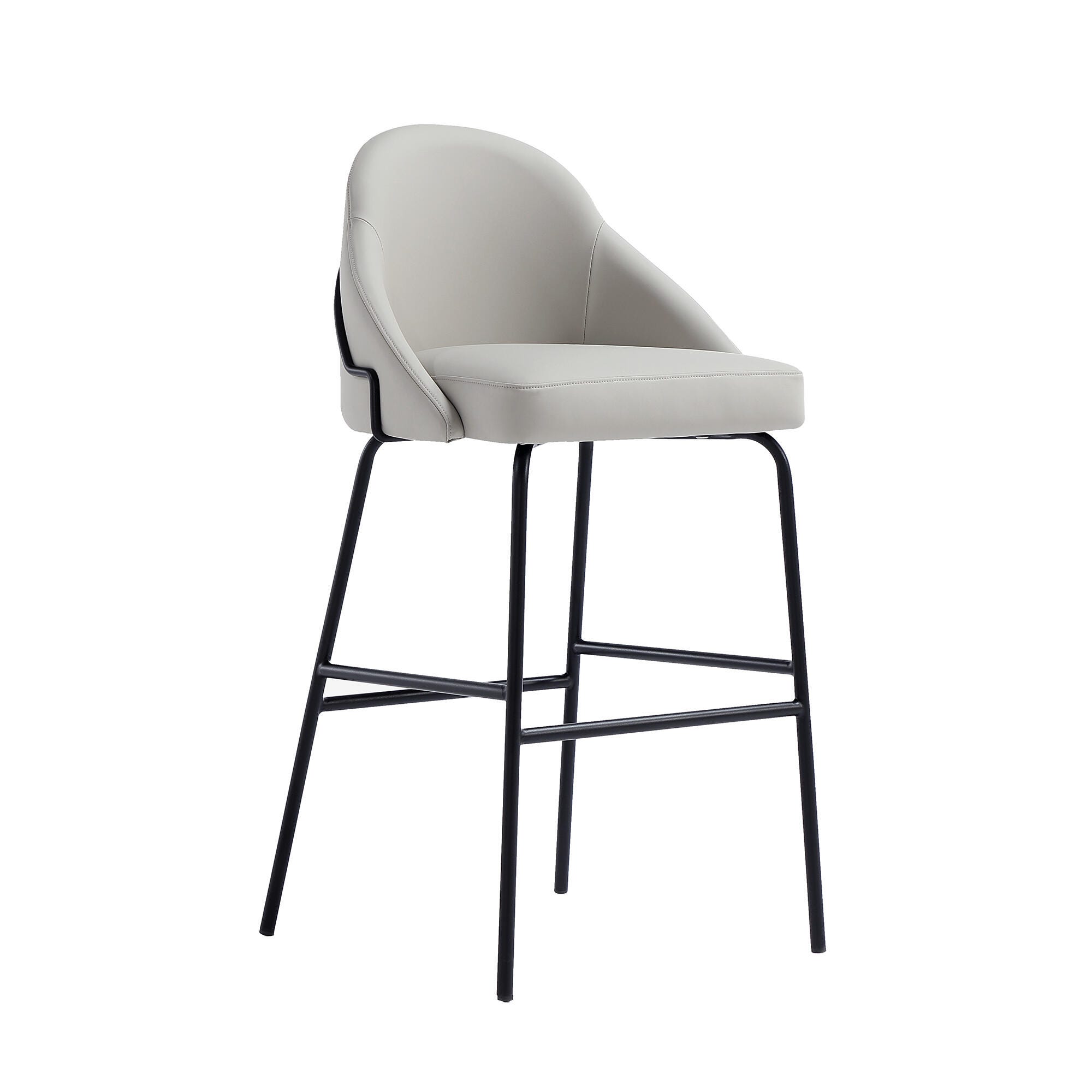 Manhattan Comfort Gracie Bar Height Bar Stool, Stone/Black, large