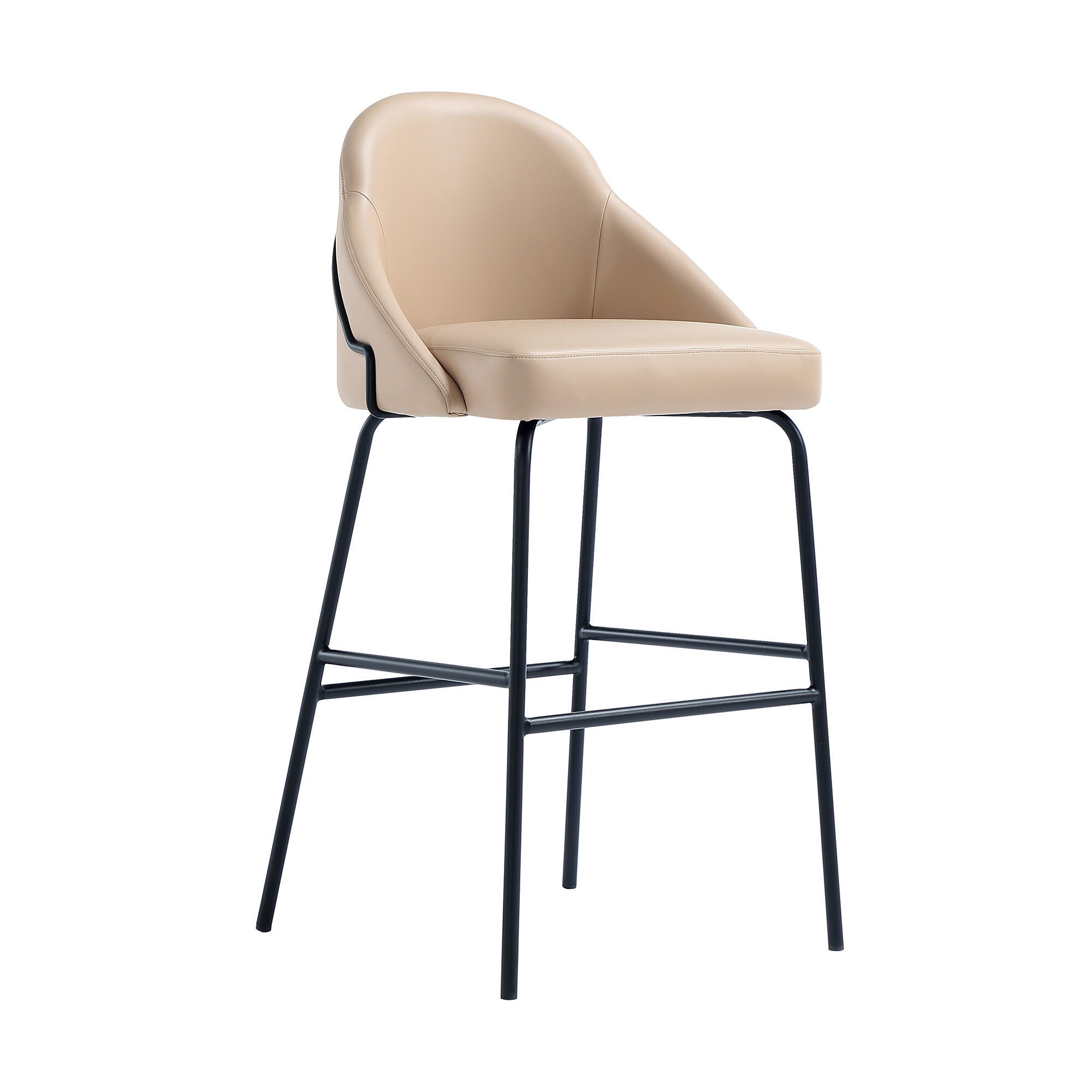 Manhattan Comfort Gracie Bar Height Bar Stool, Tan/Black, large