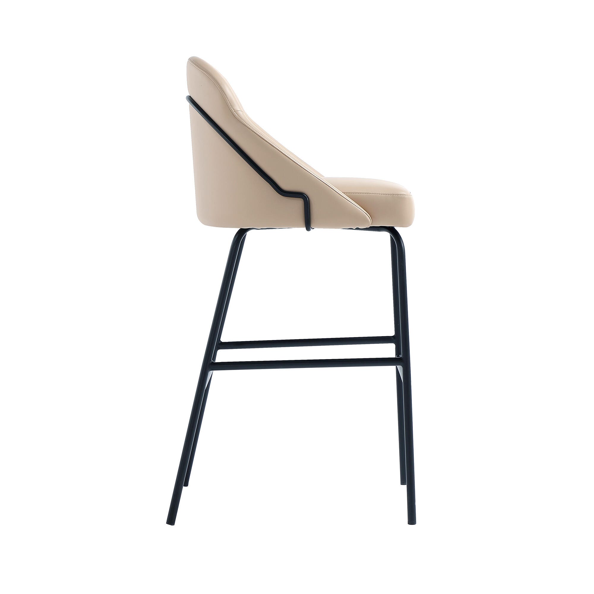 Manhattan Comfort Gracie Bar Height Bar Stool, Tan/Black, large