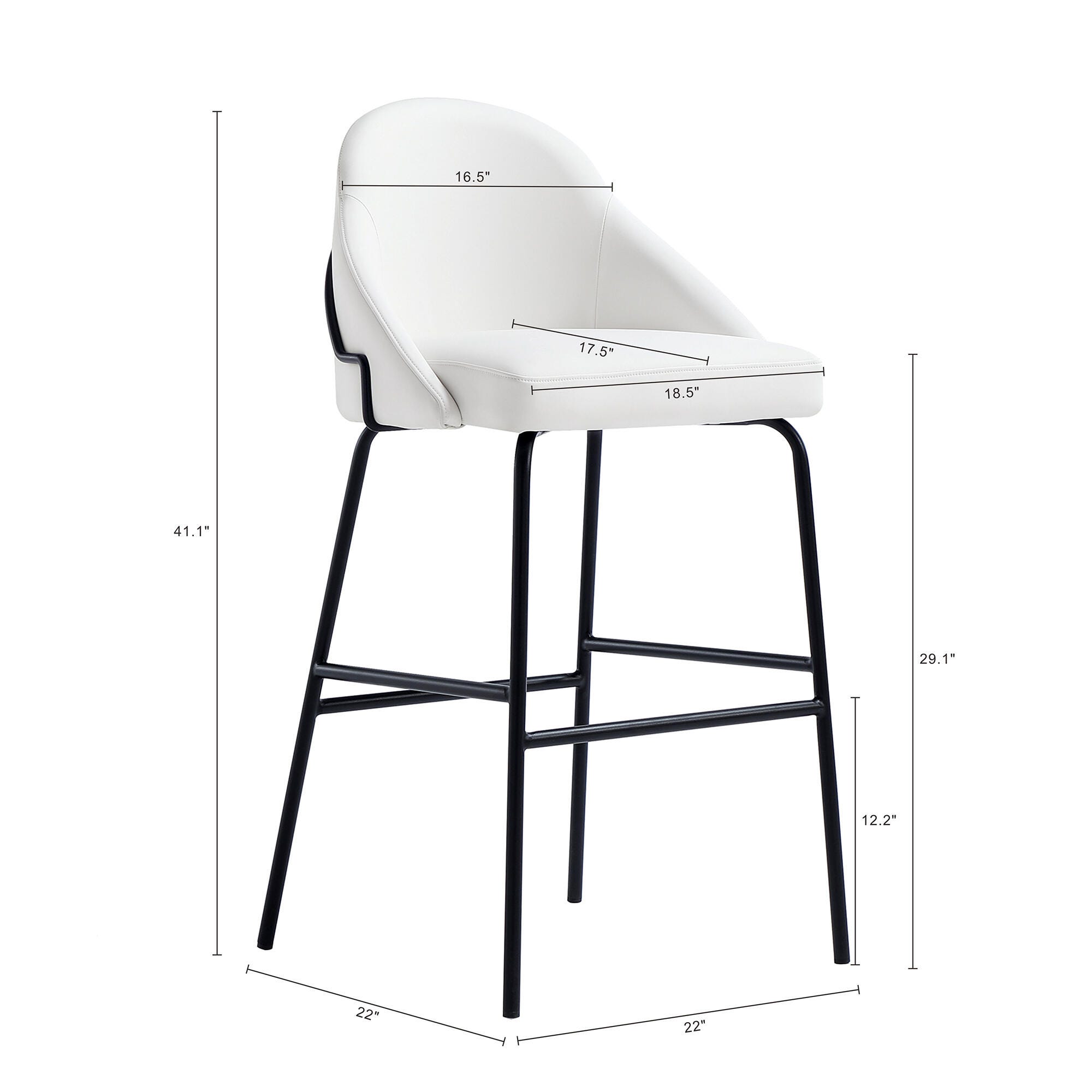 Manhattan Comfort Gracie Bar Height Bar Stool, White/Black, large