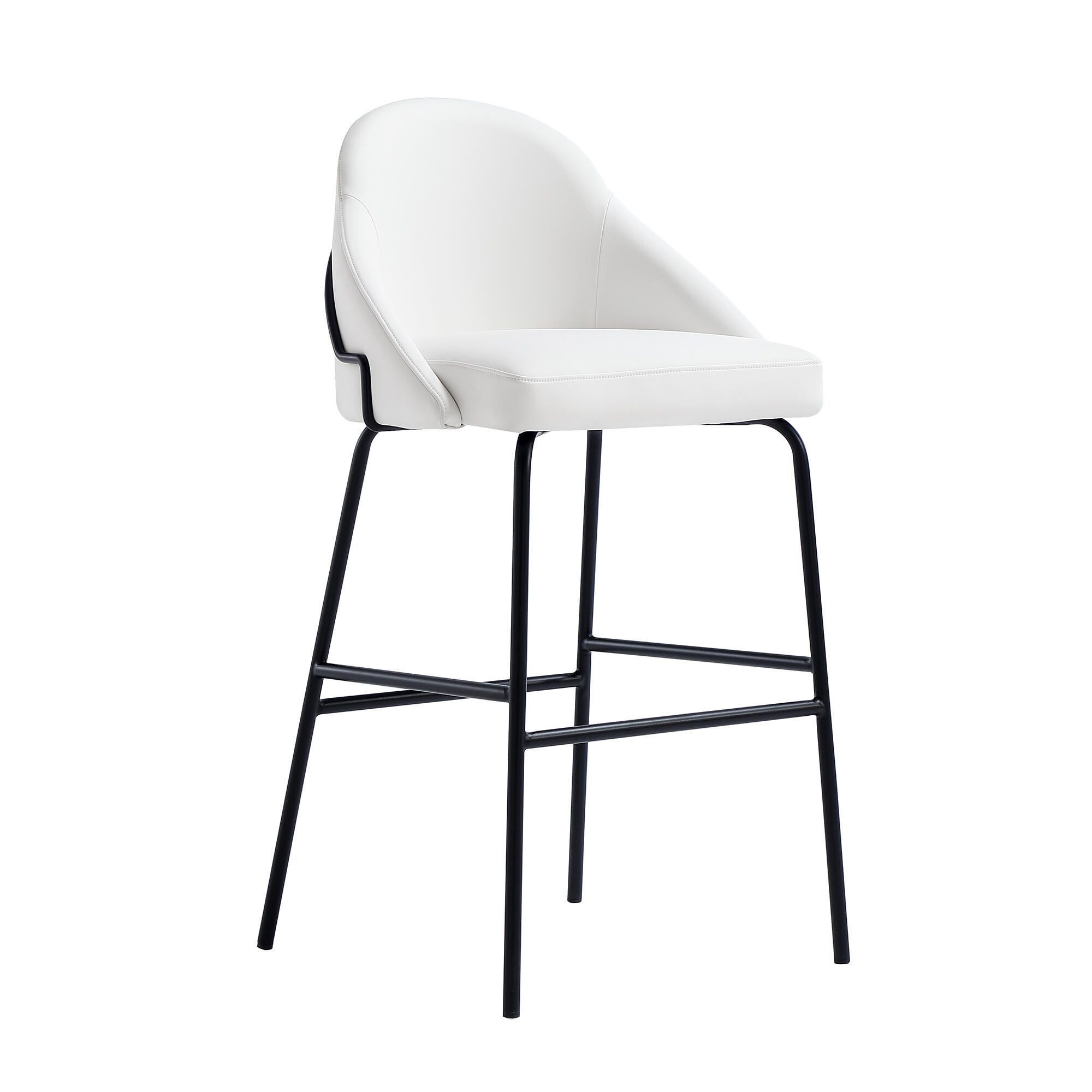 Manhattan Comfort Gracie Bar Height Bar Stool, White/Black, large