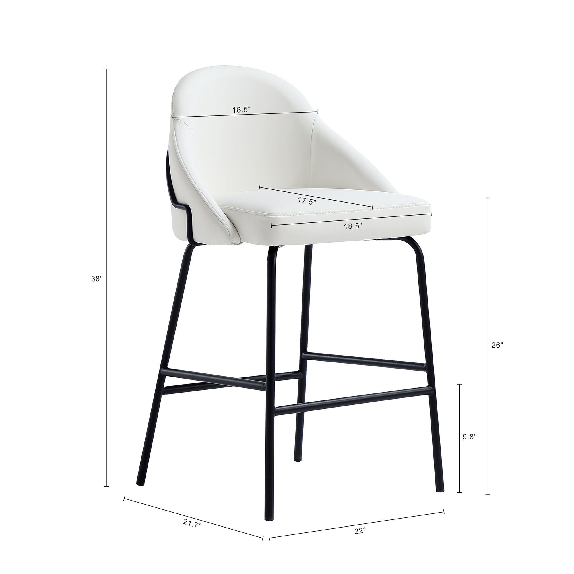 Manhattan Comfort Gracie Counter Height Bar Stool, White/Black, large