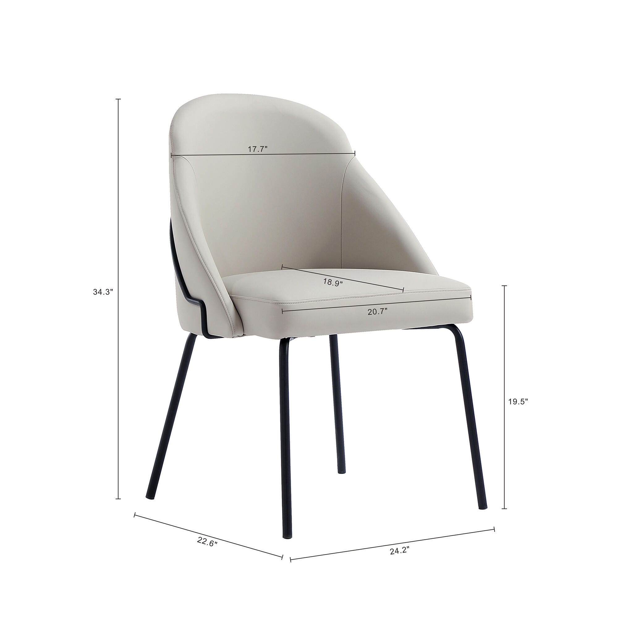 Manhattan Comfort Gracie Dining Chair, Stone/Black, large