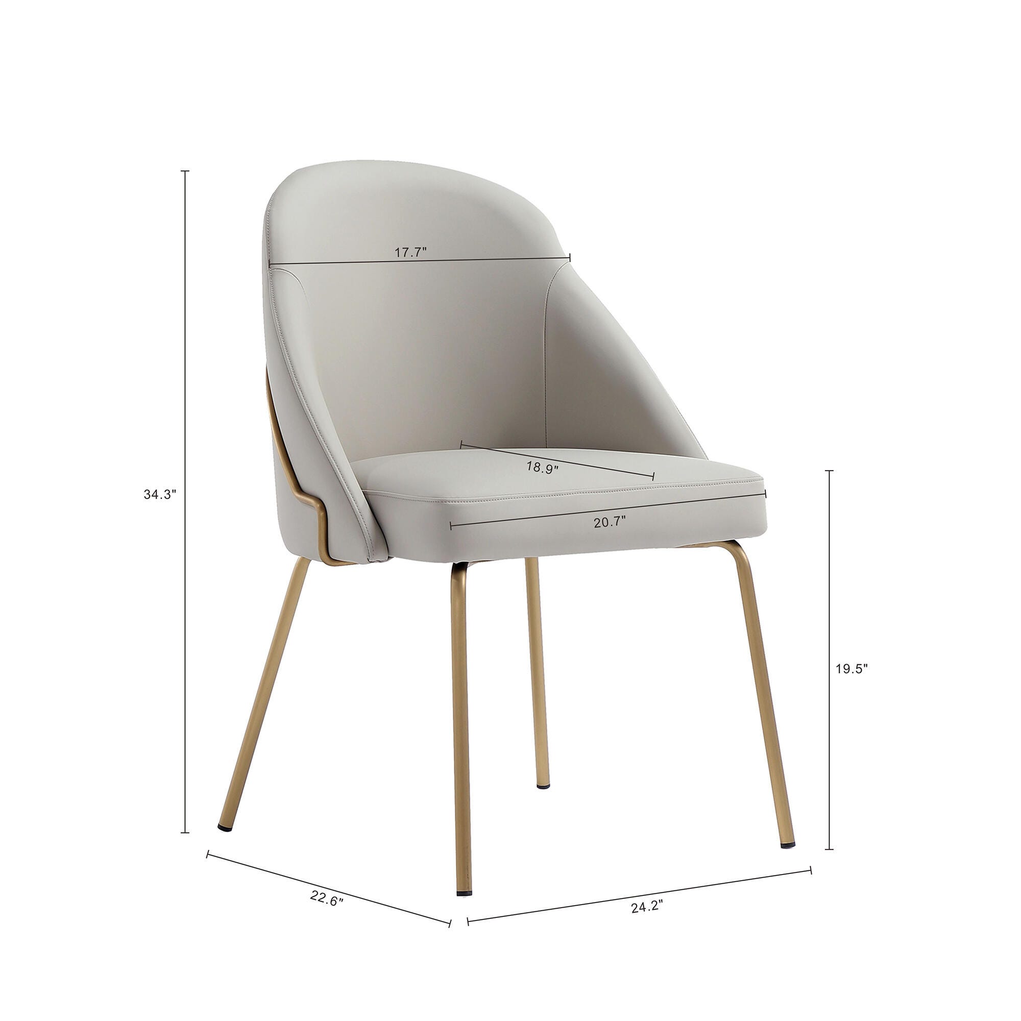 Manhattan Comfort Gracie Dining Chair, Stone/Gold, large
