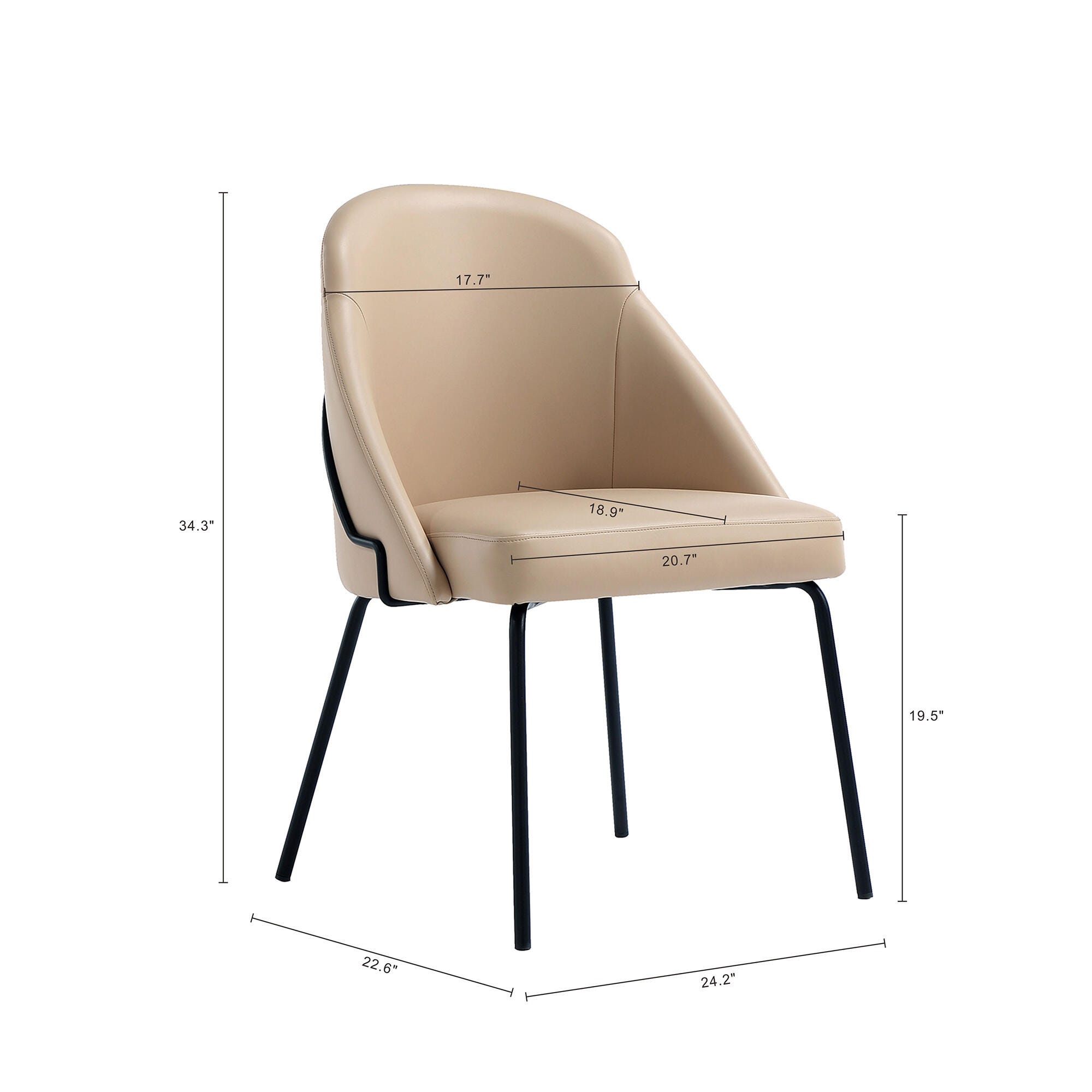 Manhattan Comfort Gracie Dining Chair, Tan/Black, large