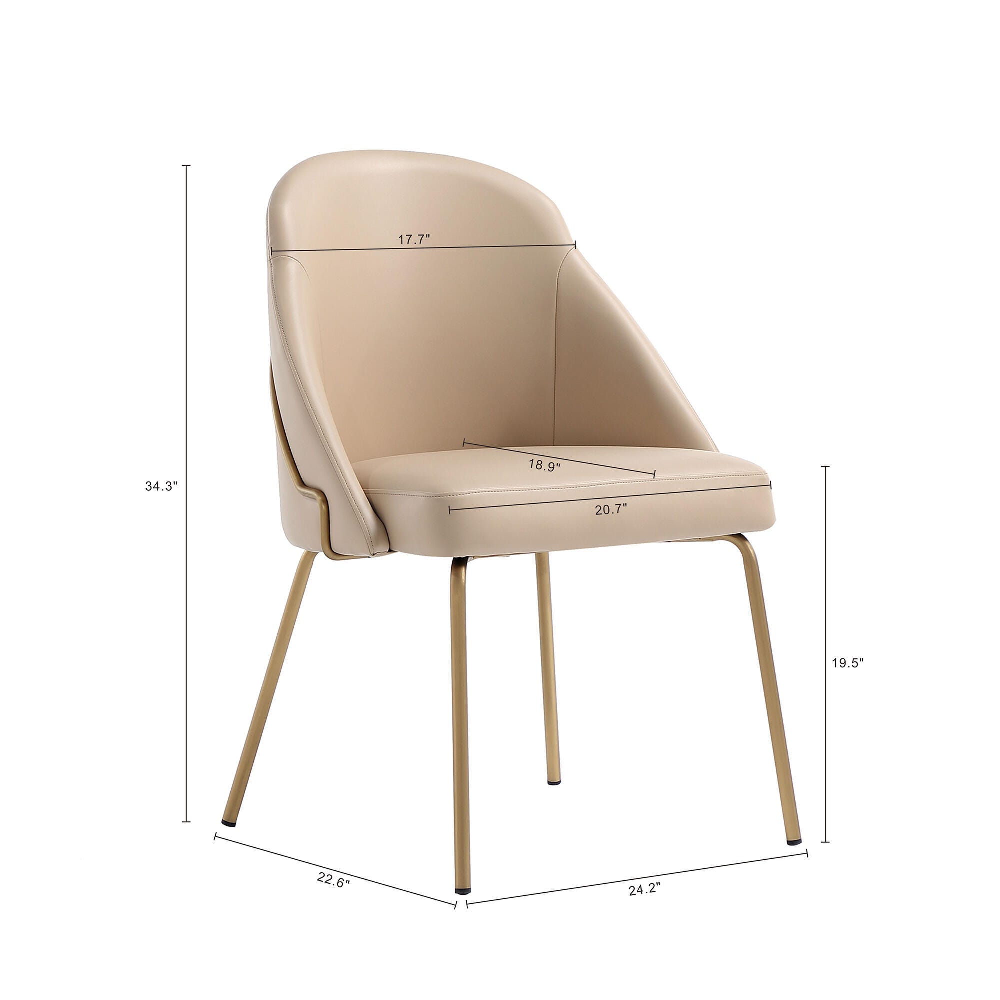 Manhattan Comfort Gracie Dining Chair, Tan/Gold, large