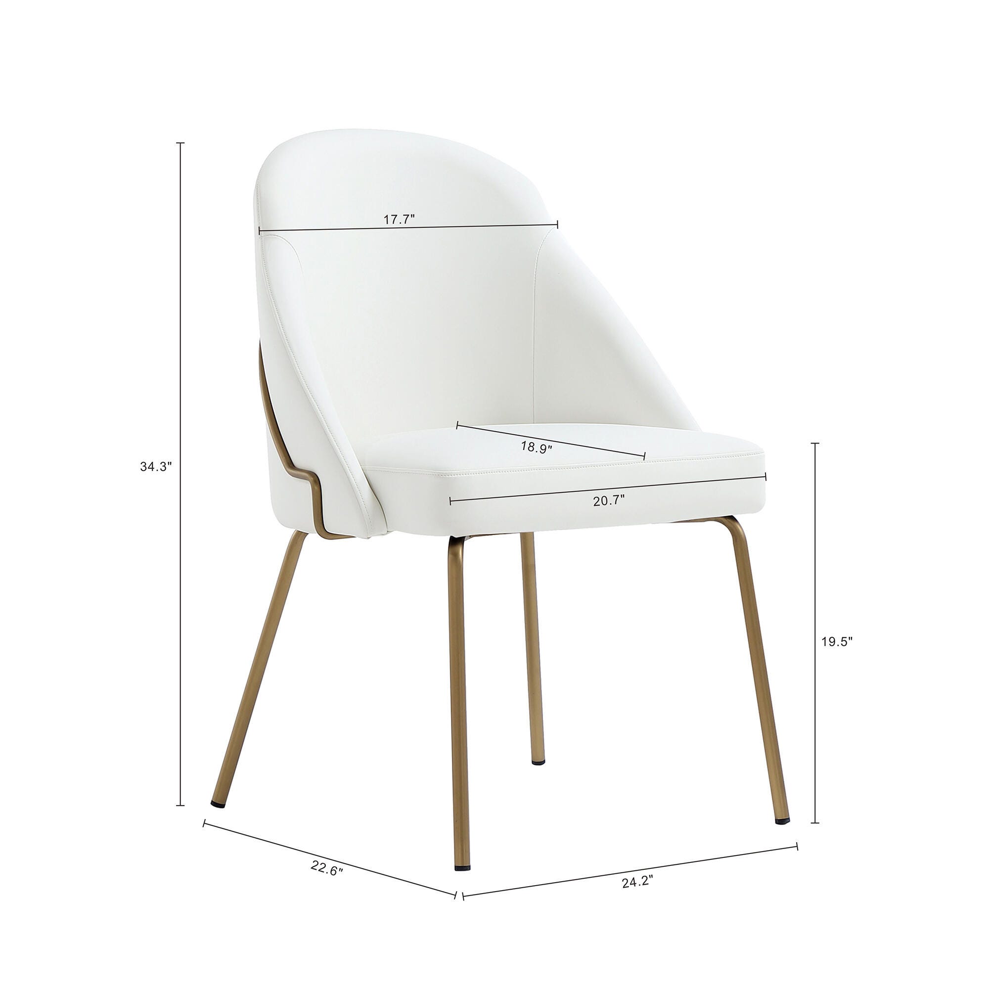 Manhattan Comfort Gracie Dining Chair, White/Gold, large