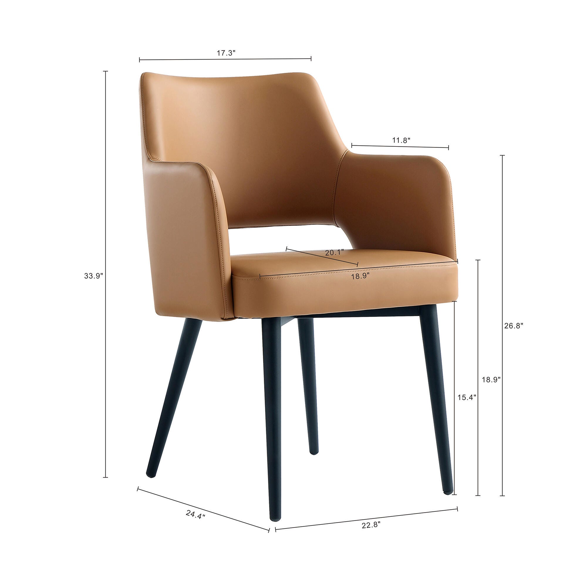 Manhattan Comfort Tremont Dining Arm Chair, Saddle, large