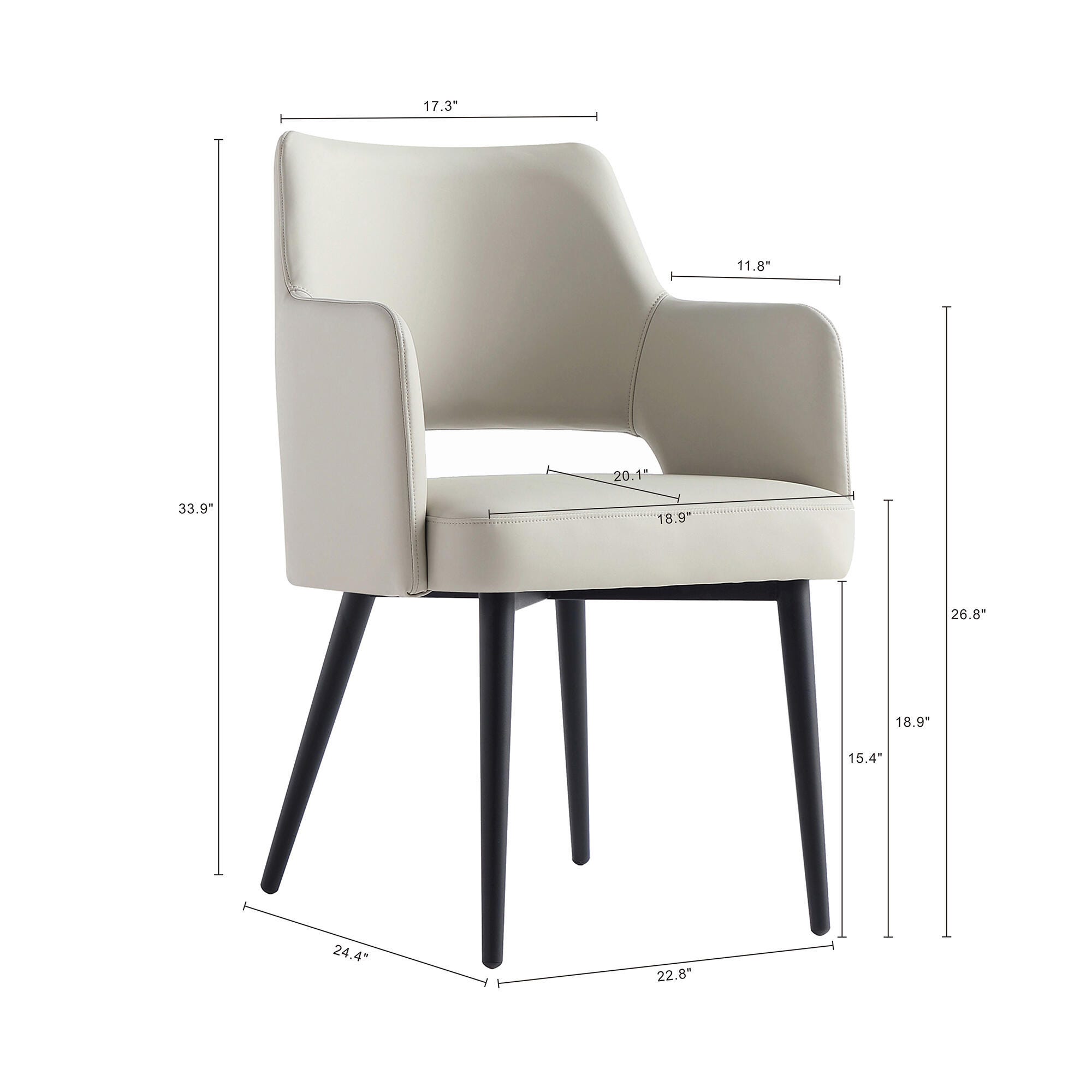 Manhattan Comfort Tremont Dining Arm Chair, Stone, large