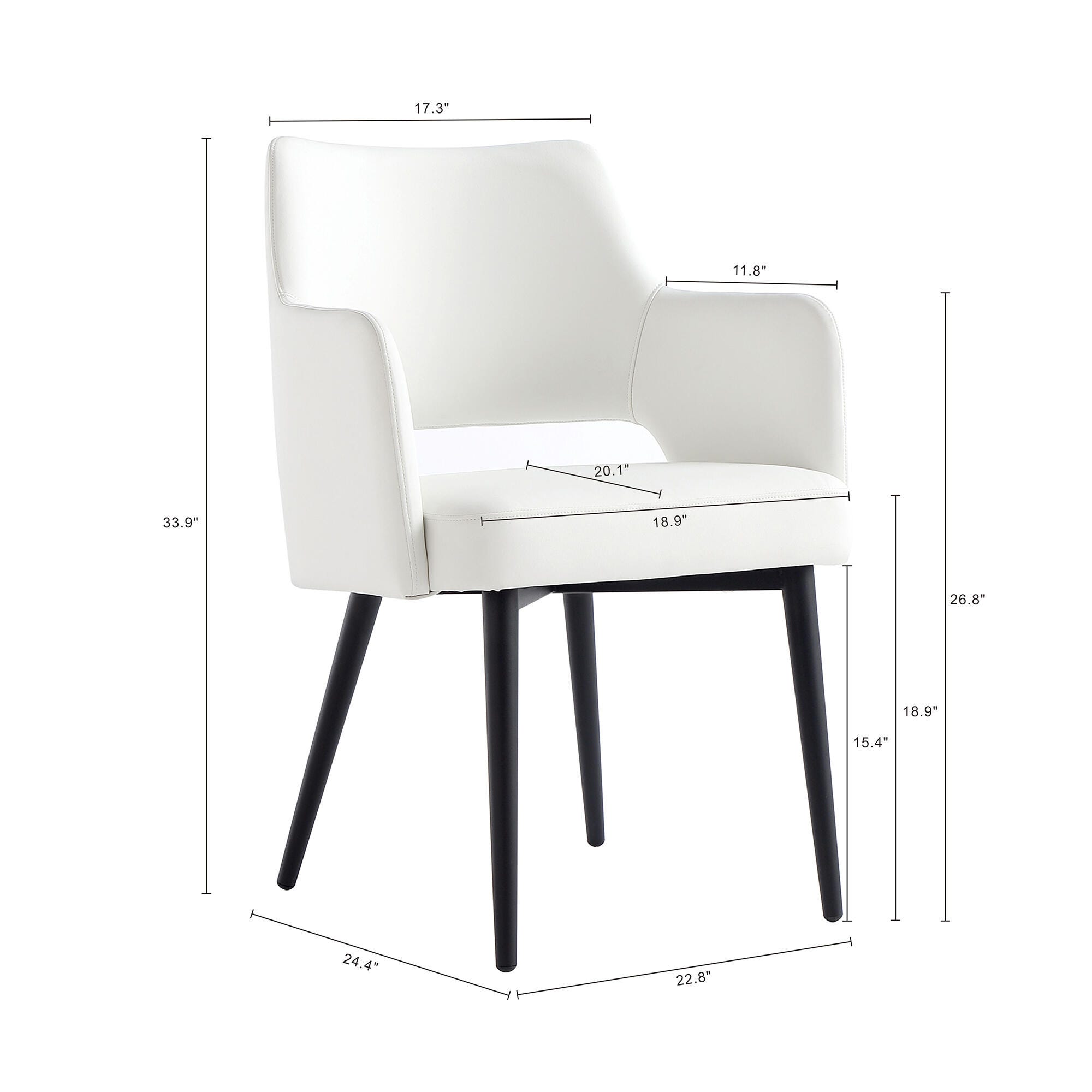 Manhattan Comfort Tremont Dining Arm Chair, White, large