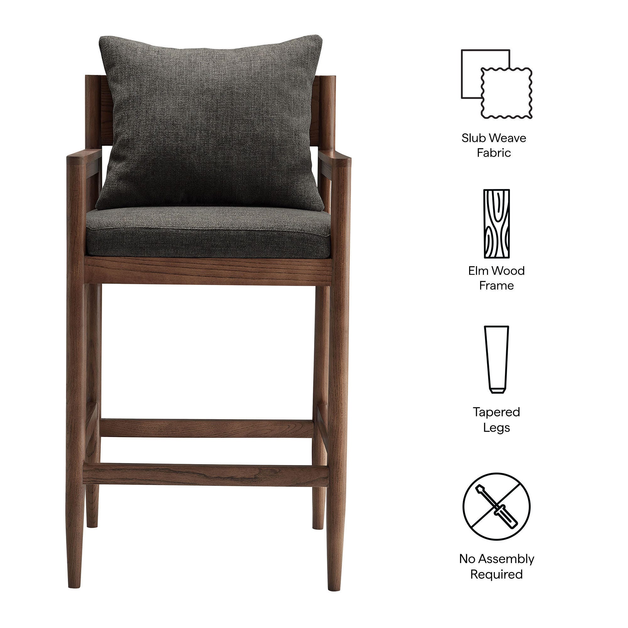 Modway Remington Bar Height Bar Stool, Charcoal, large