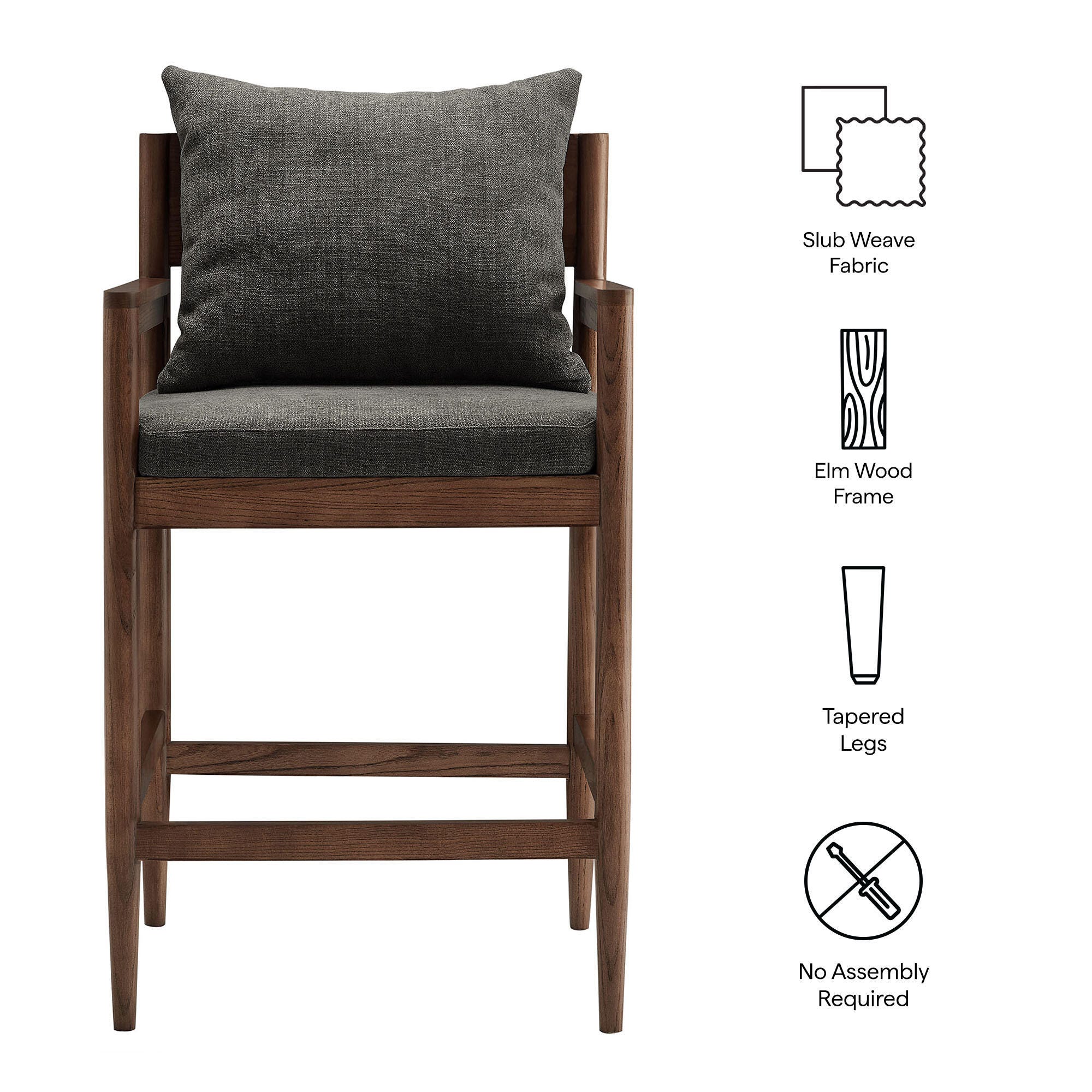 Modway Remington Counter Height Bar Stool, Charcoal, large