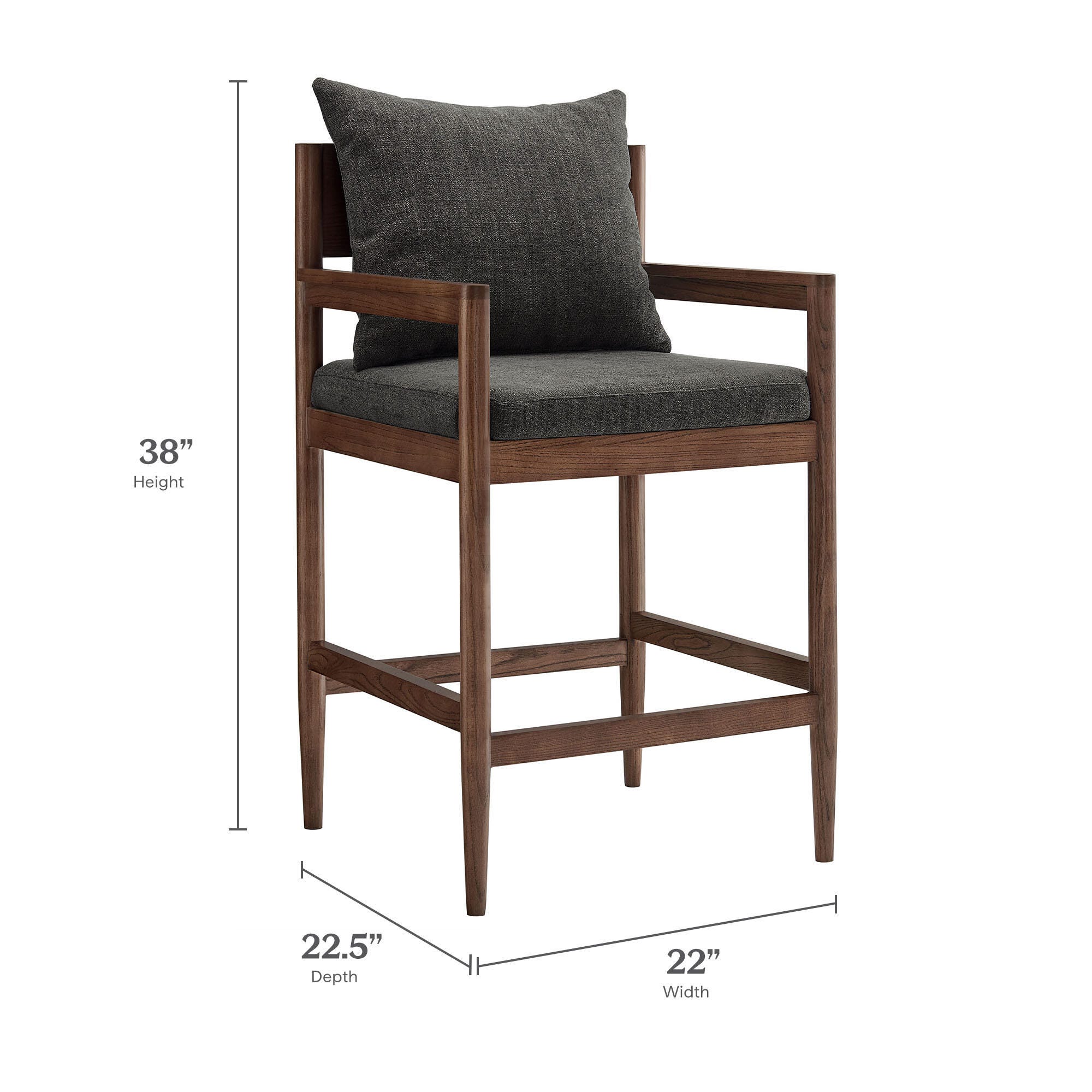 Modway Remington Counter Height Bar Stool, Charcoal, large