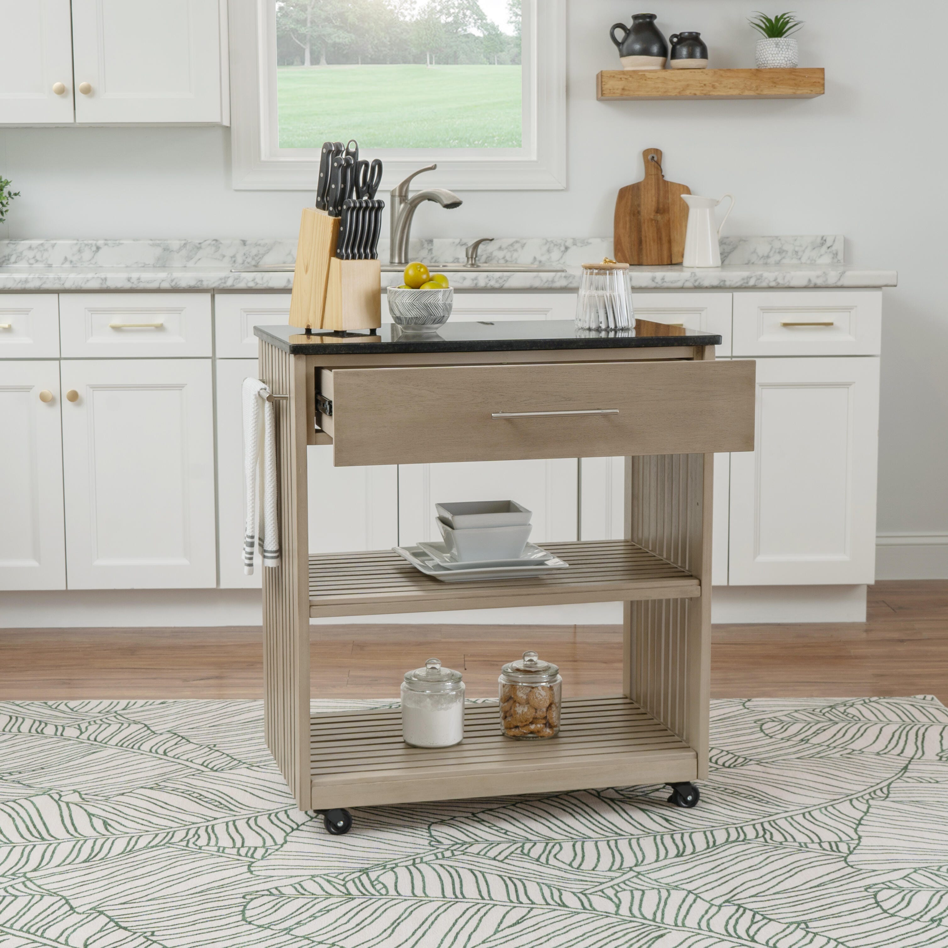 Linon Ina Kitchen Cart, Gray, large