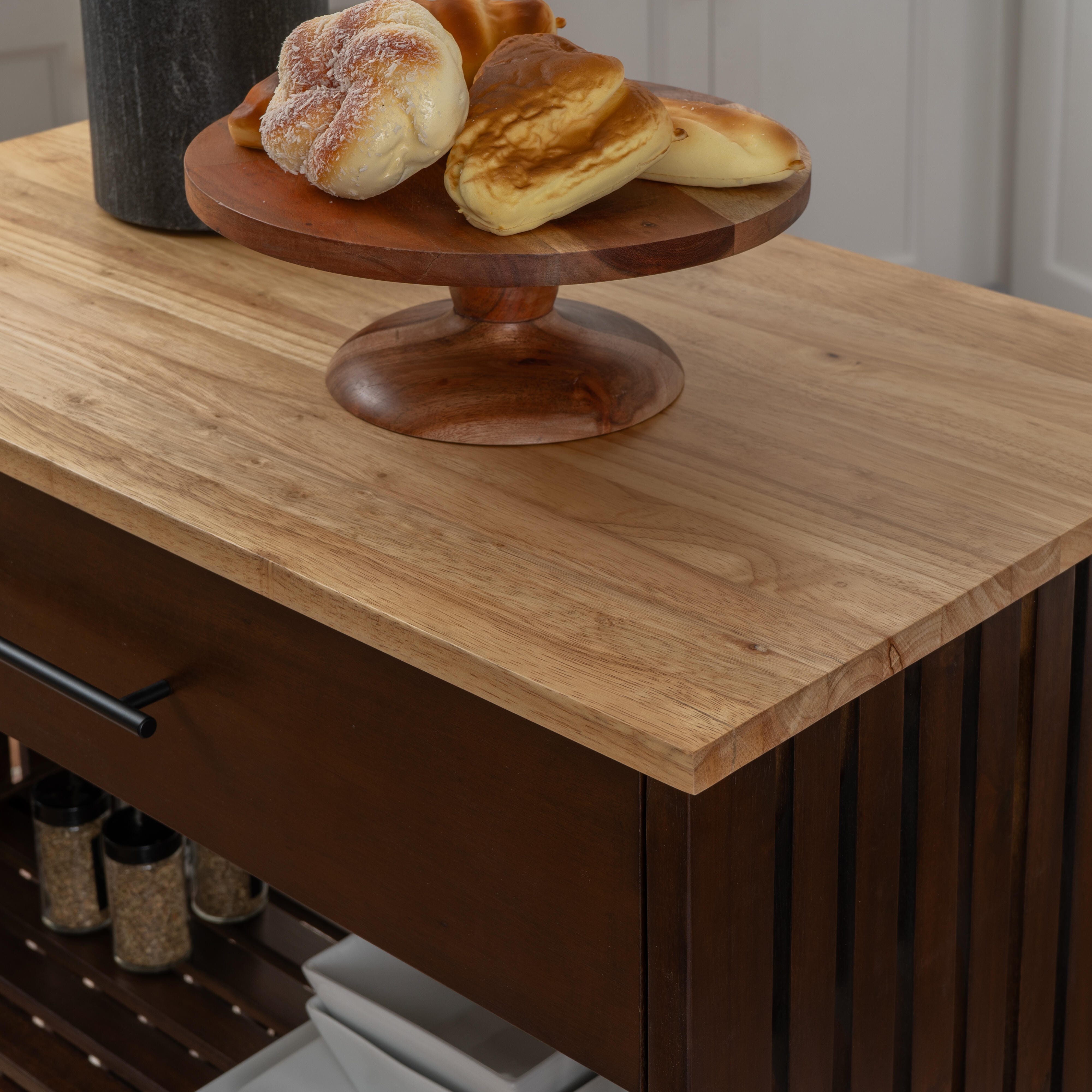 Linon Ina Kitchen Cart, Brown, large