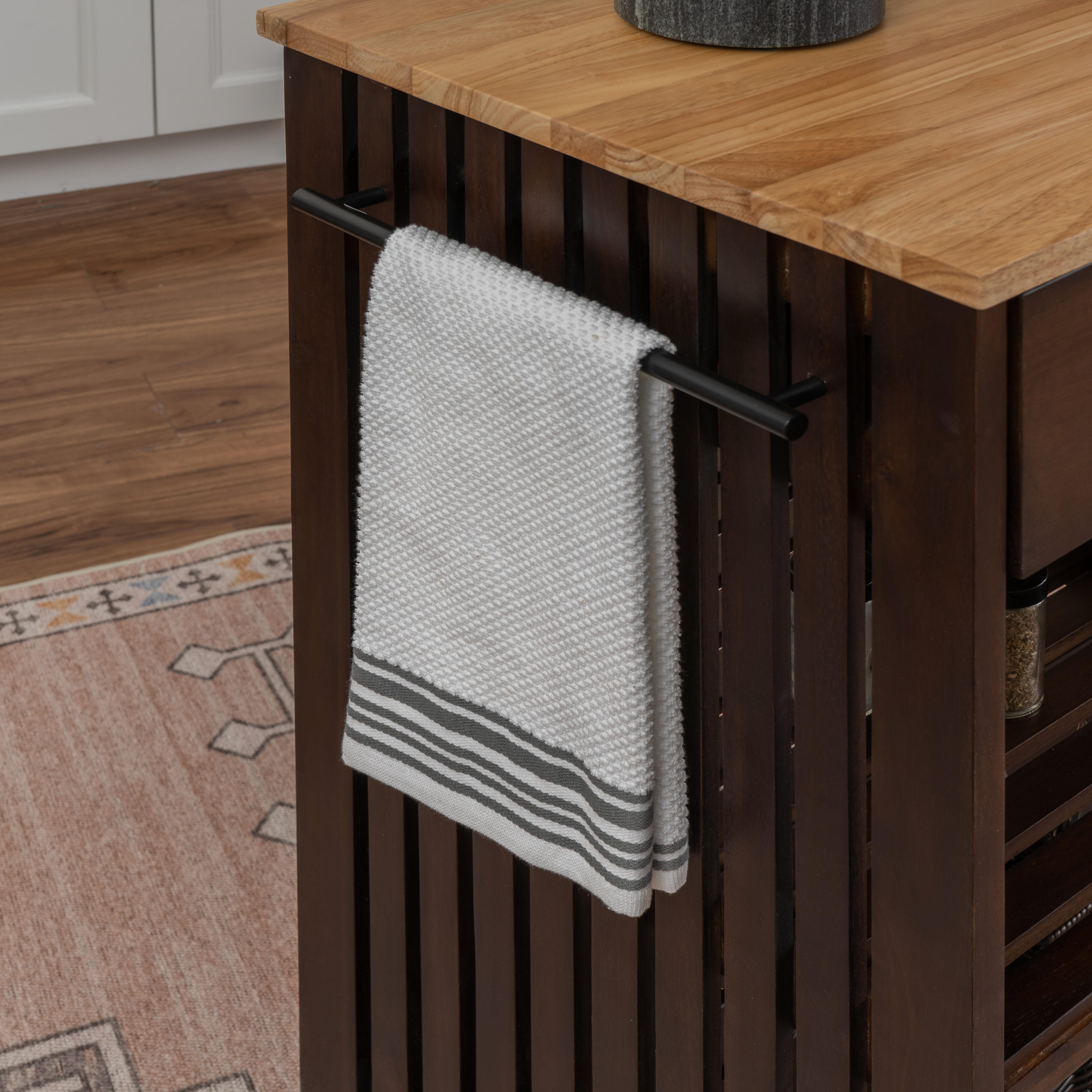 Linon Ina Kitchen Cart, Brown, large