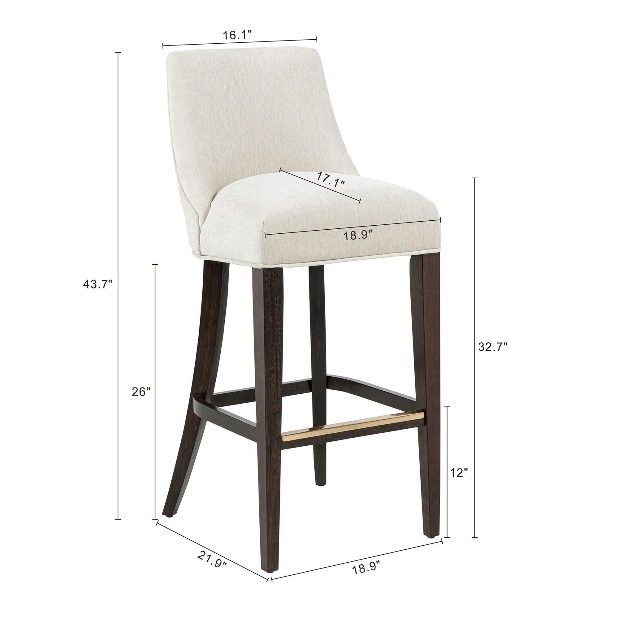 Manhattan Comfort Beever Bar Height Barstool, Cream, large