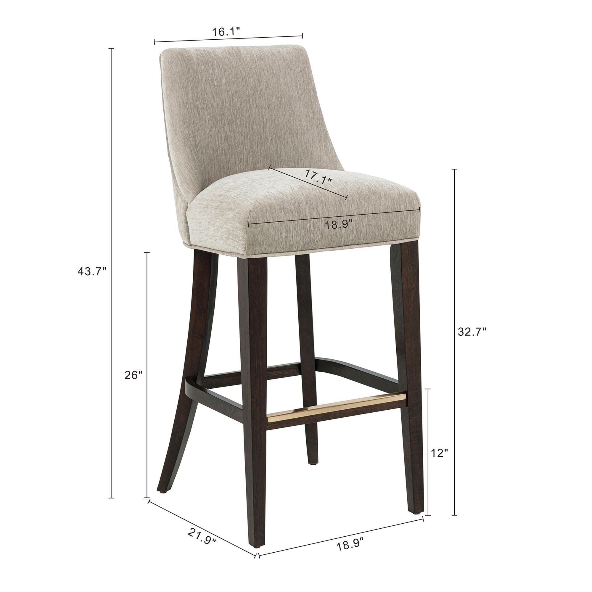 Manhattan Comfort Beever Bar Height Barstool, Taupe, large