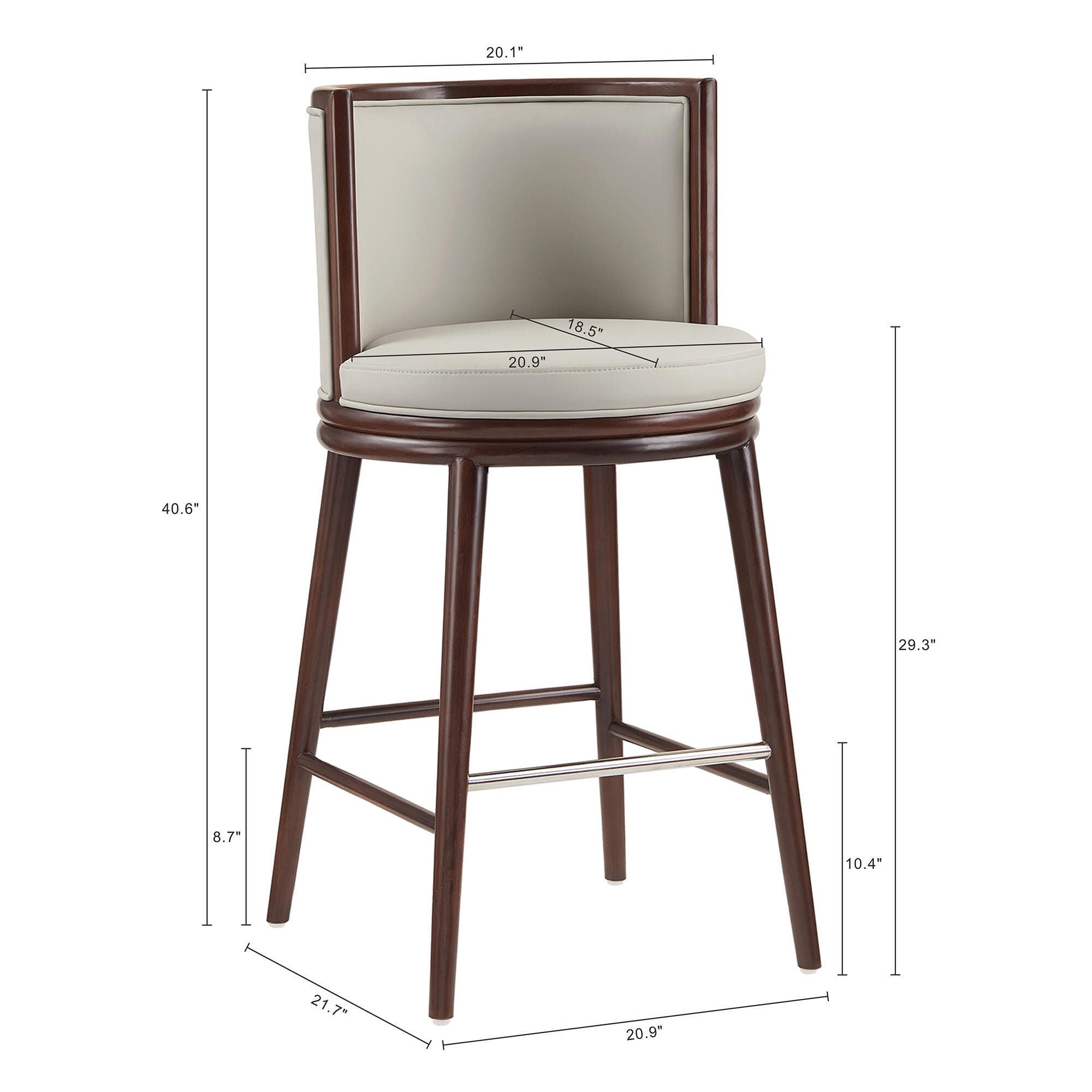 Manhattan Comfort Evalyn Bar Height Bar Stool, Stone, large