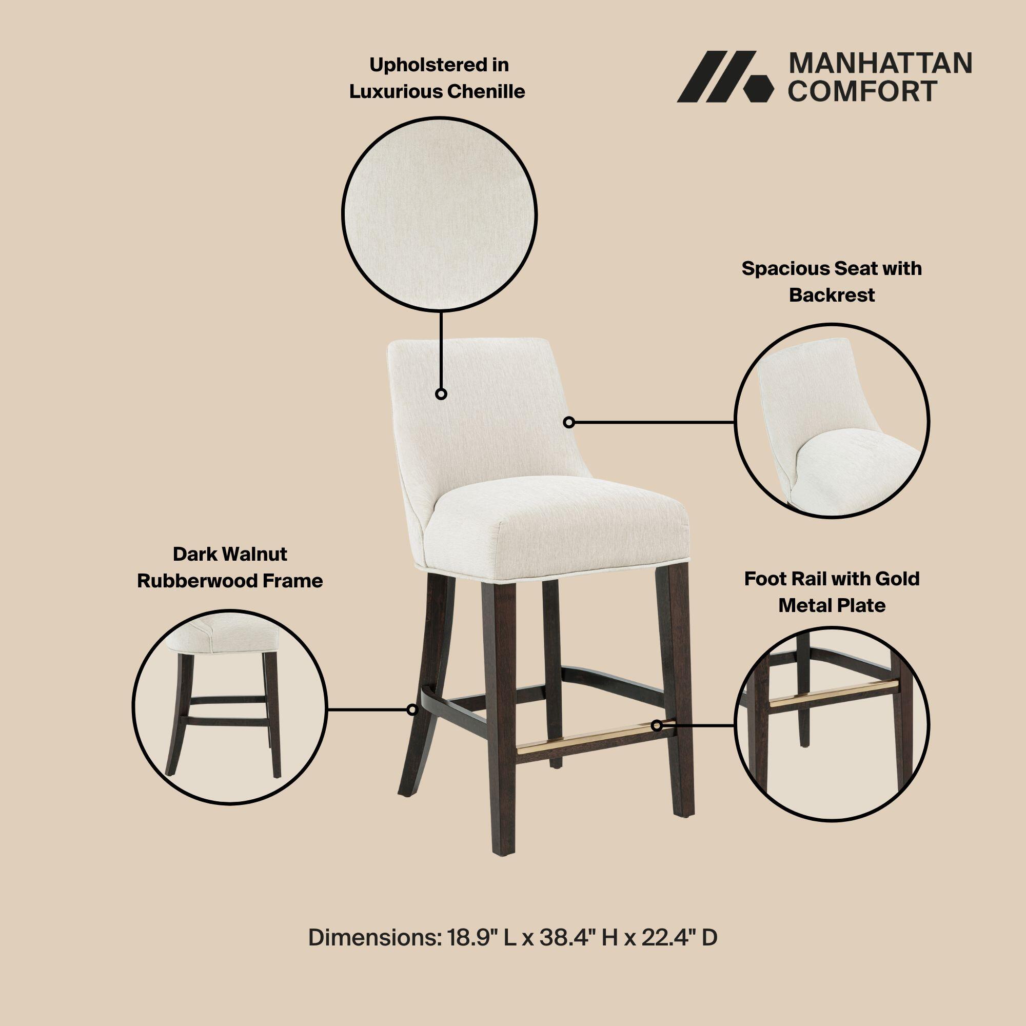 Manhattan Comfort Beever Counter Height Bar Stool, Cream, large