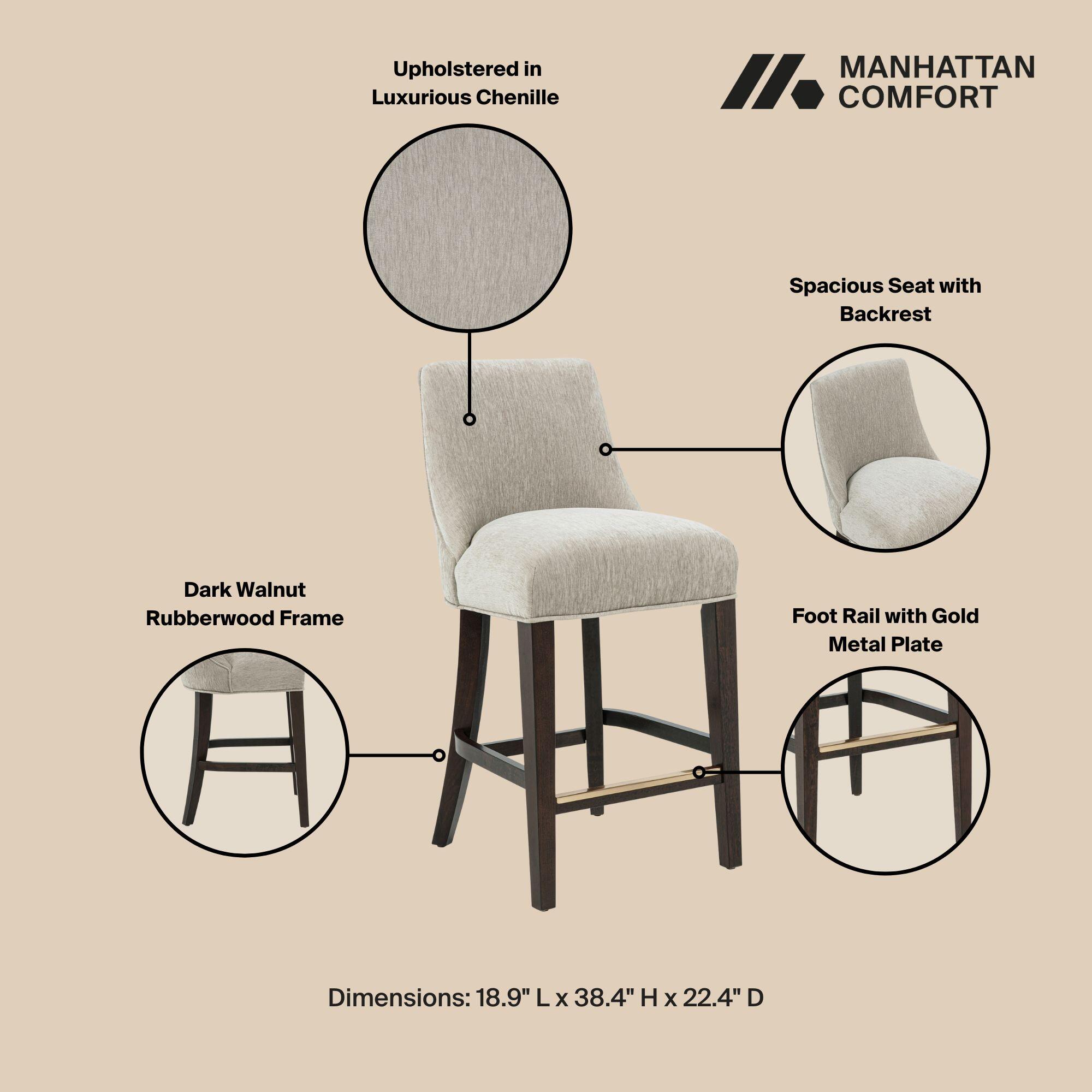 Manhattan Comfort Beever Counter Height Bar Stool, Taupe, large