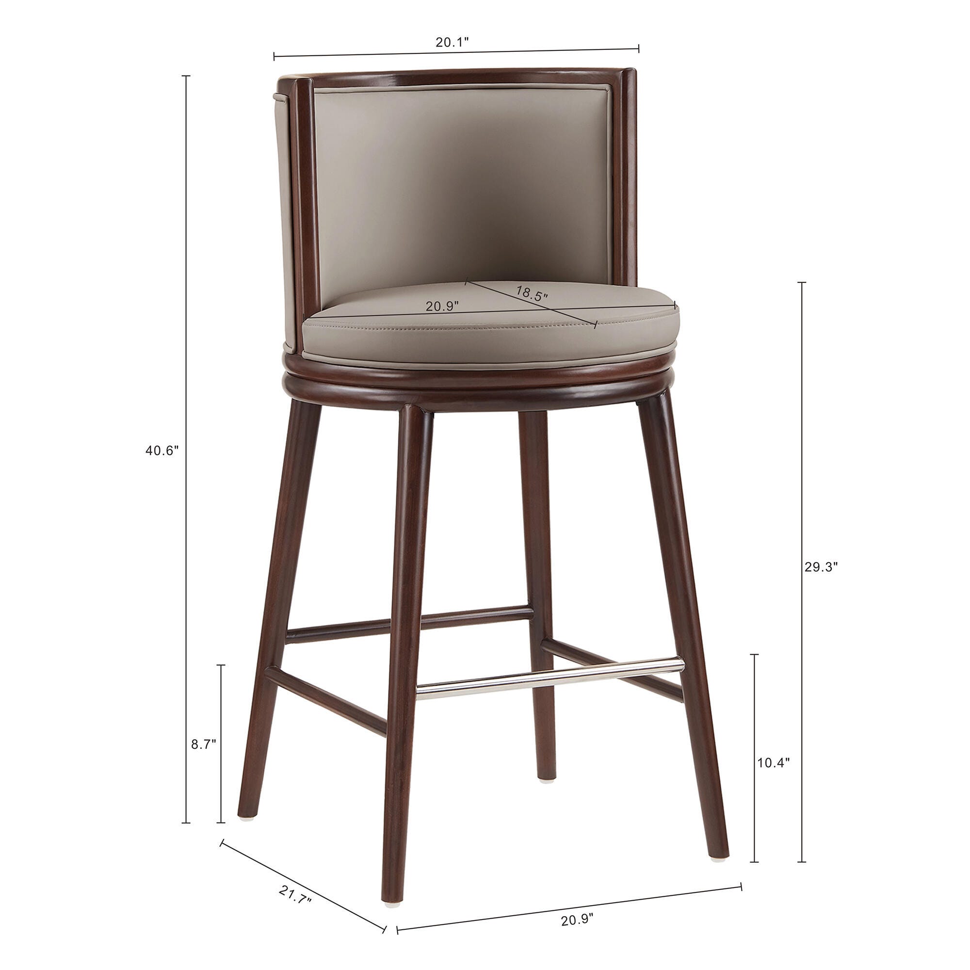 Manhattan Comfort Evalyn Bar Height Bar Stool, Taupe, large