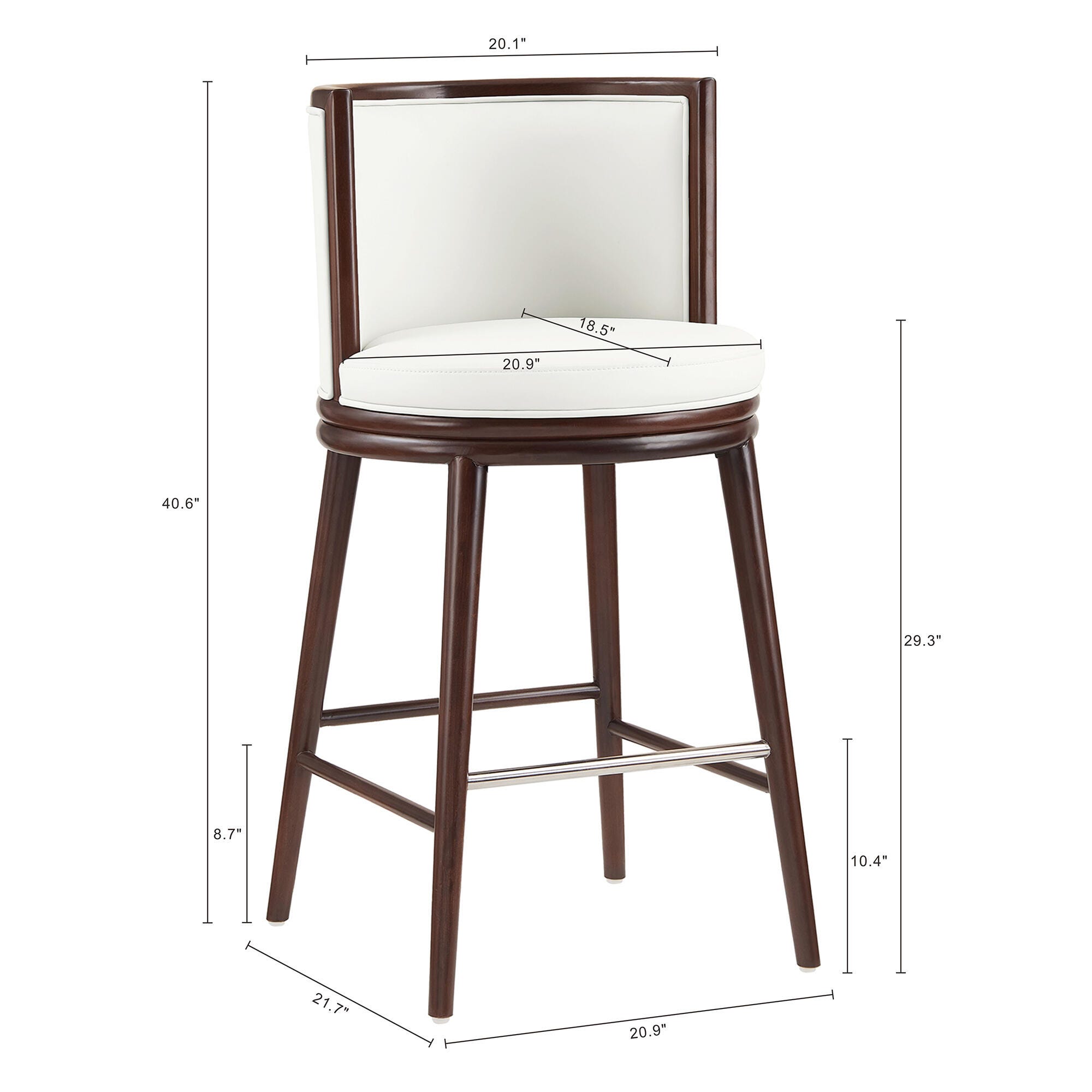Manhattan Comfort Evalyn Bar Height Bar Stool, White, large