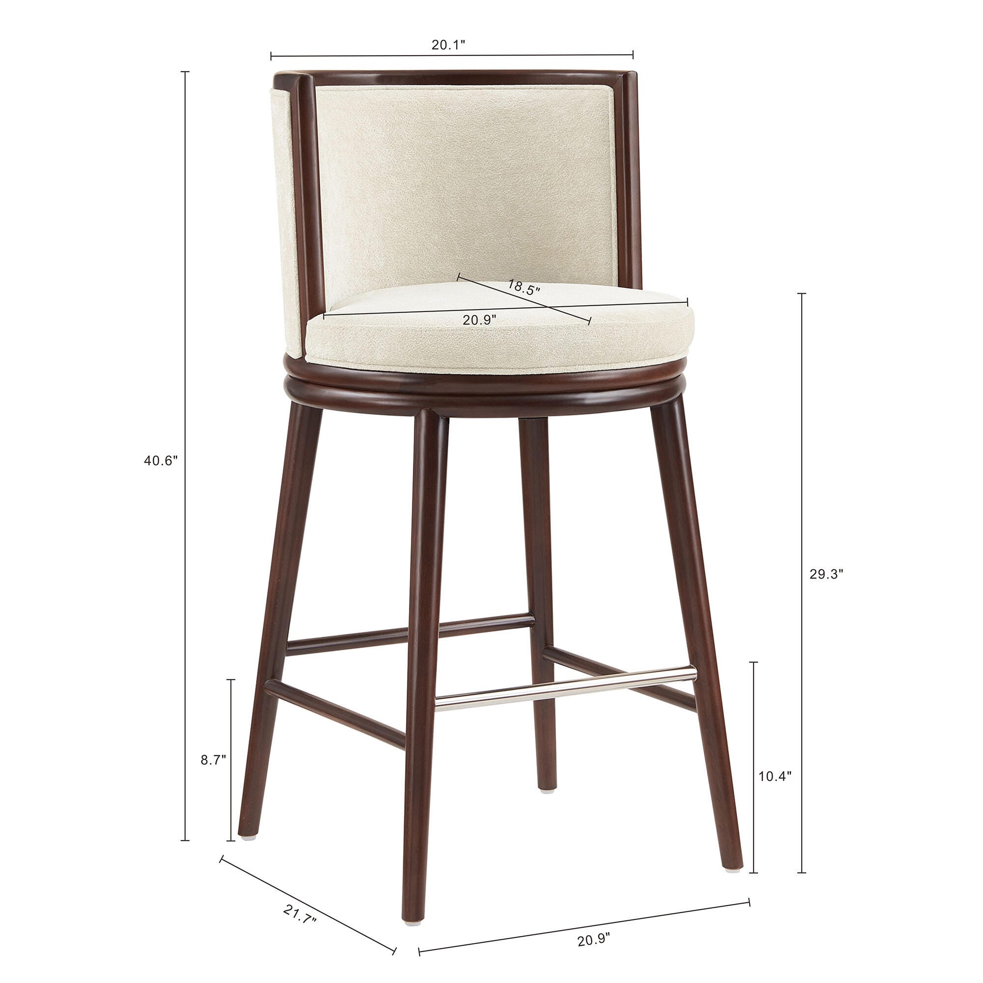 Manhattan Comfort Evalyn Bar Height Bar Stool, Cream, large