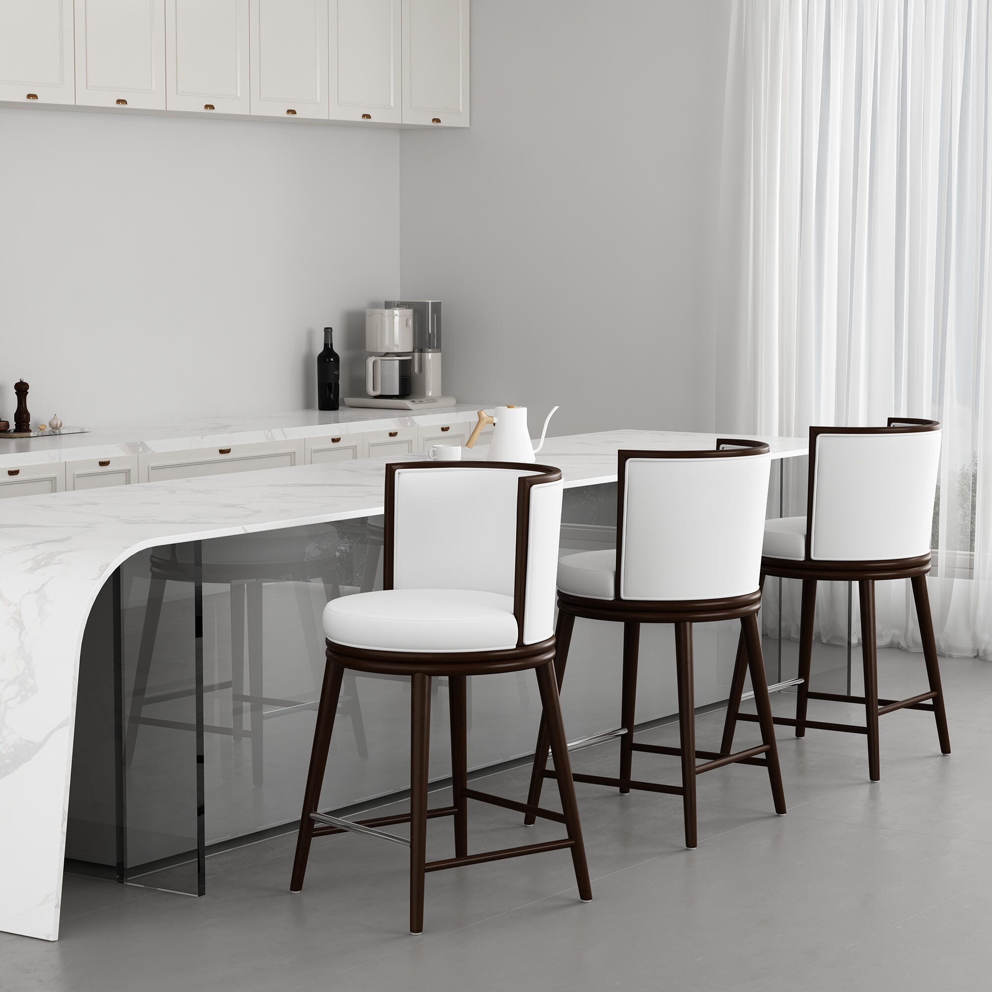 Manhattan Comfort Evalyn Counter Height Bar Stool, White, large