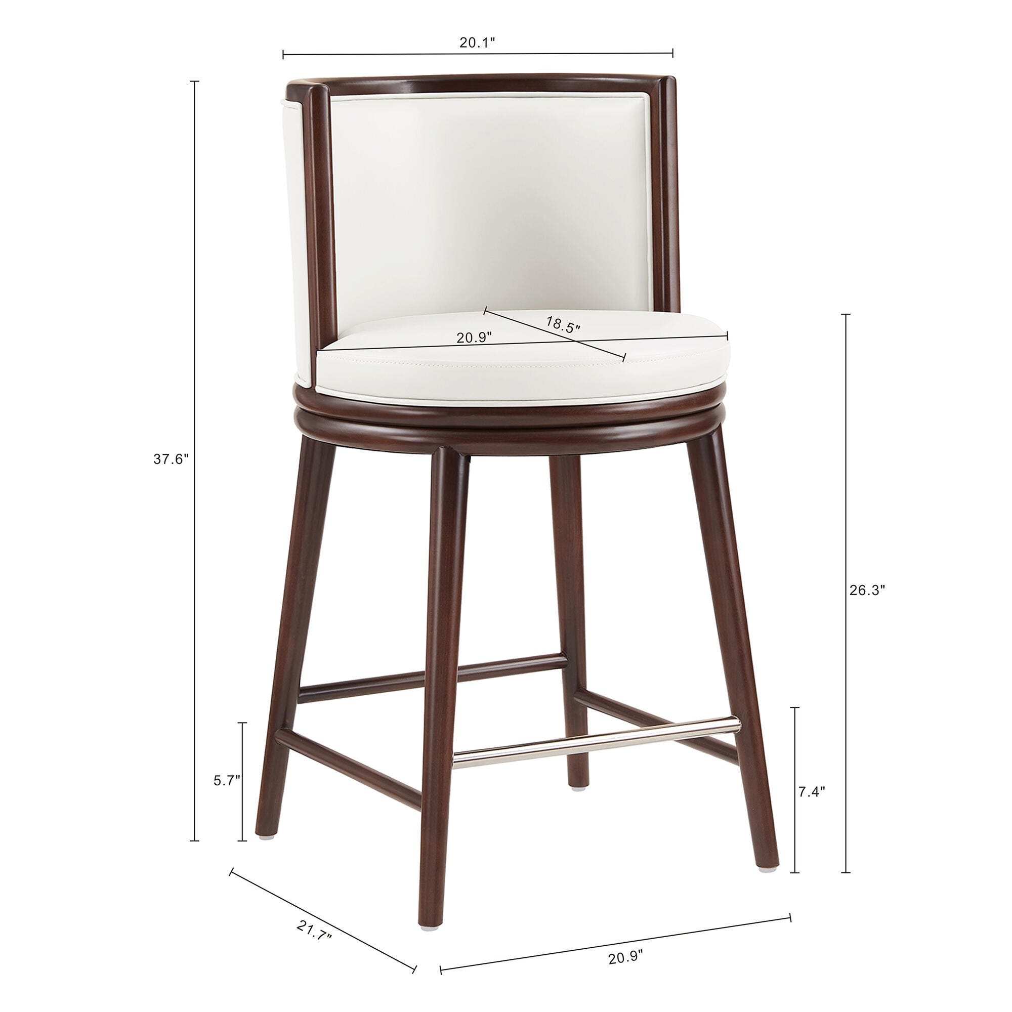 Manhattan Comfort Evalyn Counter Height Bar Stool, White, large