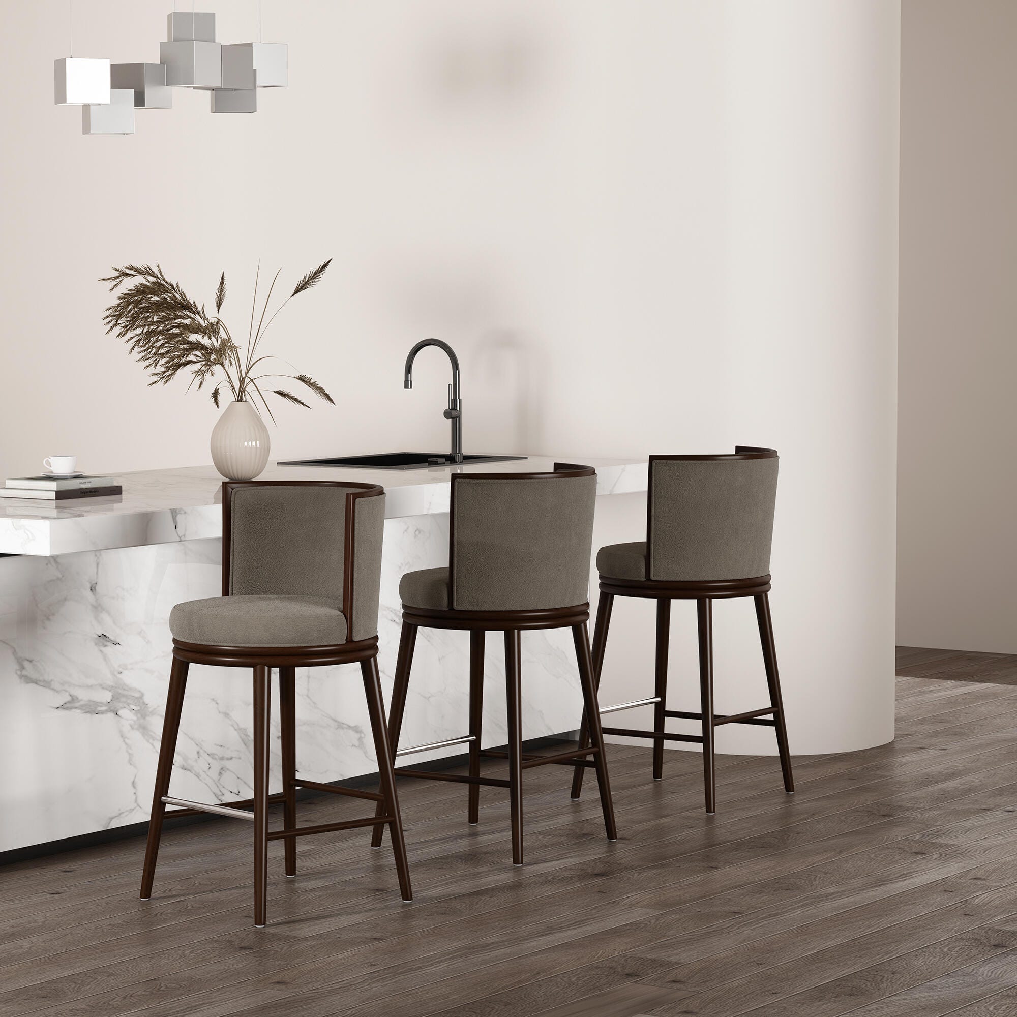 Manhattan Comfort Evalyn Bar Height Bar Stool, Dove, large