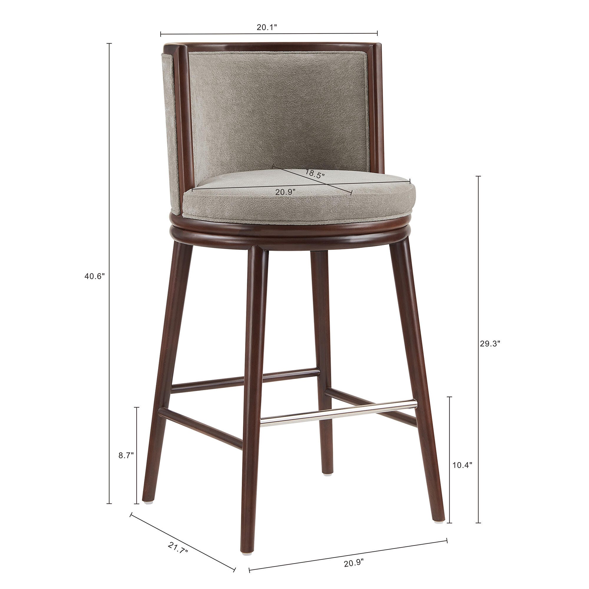 Manhattan Comfort Evalyn Bar Height Bar Stool, Dove, large