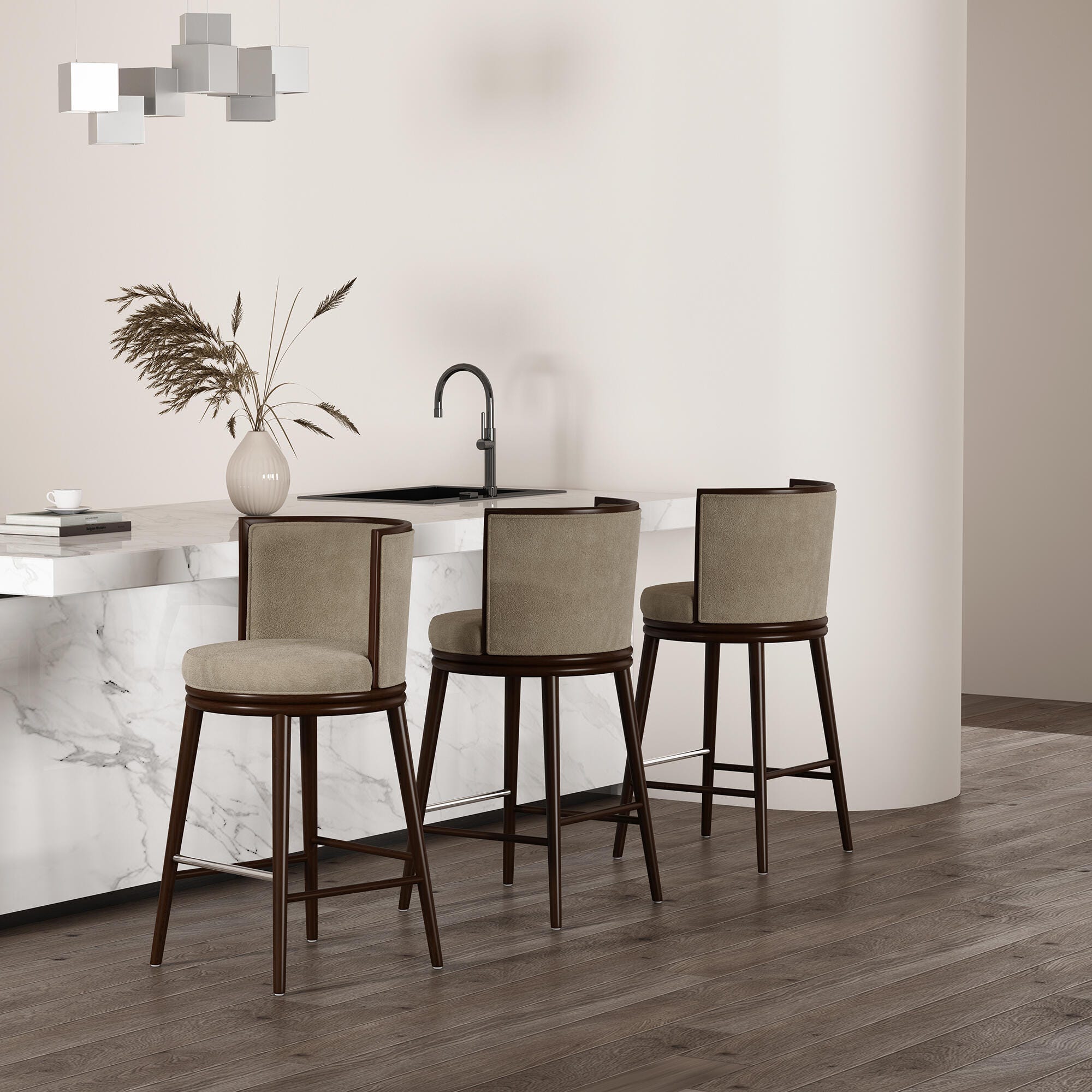 Manhattan Comfort Evalyn Bar Height Bar Stool, Natural, large