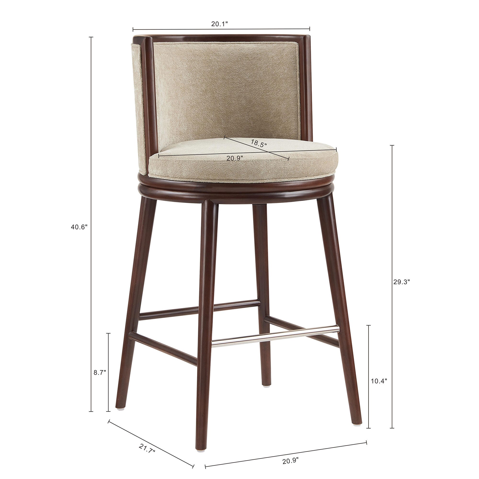 Manhattan Comfort Evalyn Bar Height Bar Stool, Natural, large