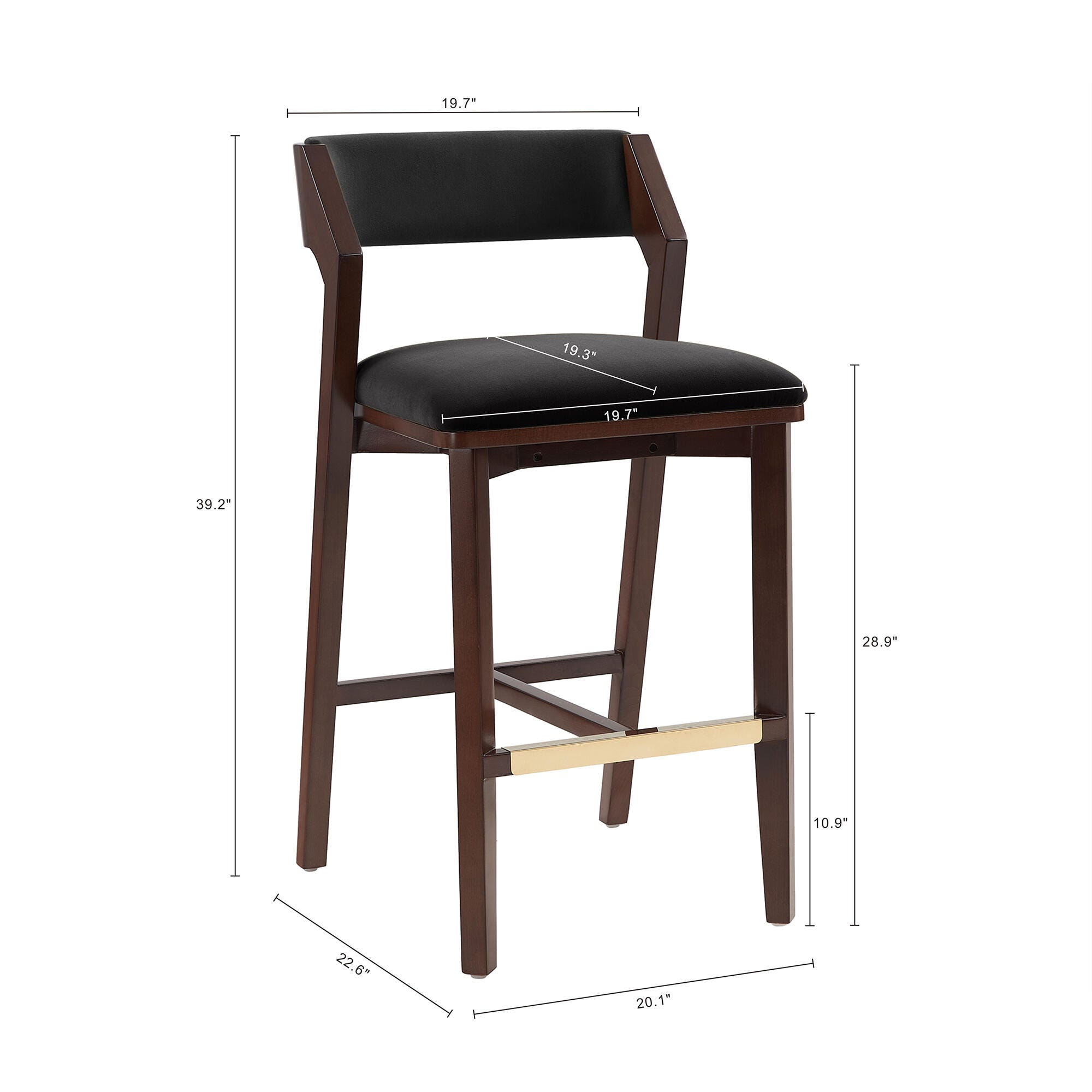 Manhattan Comfort Patricia Bar Height Bar Stool, Black, large