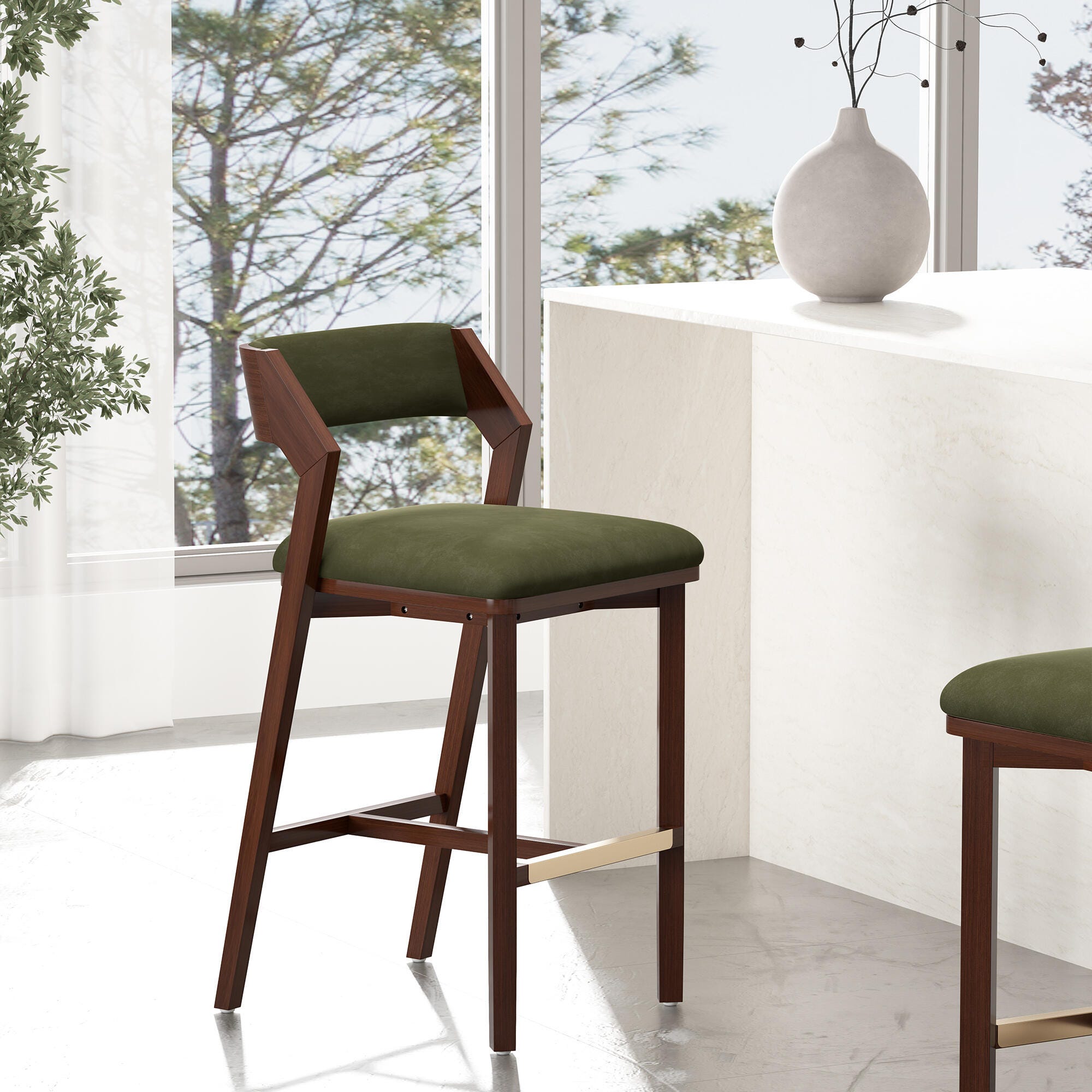 Manhattan Comfort Patricia Bar Height Bar Stool, Turtle Green, large
