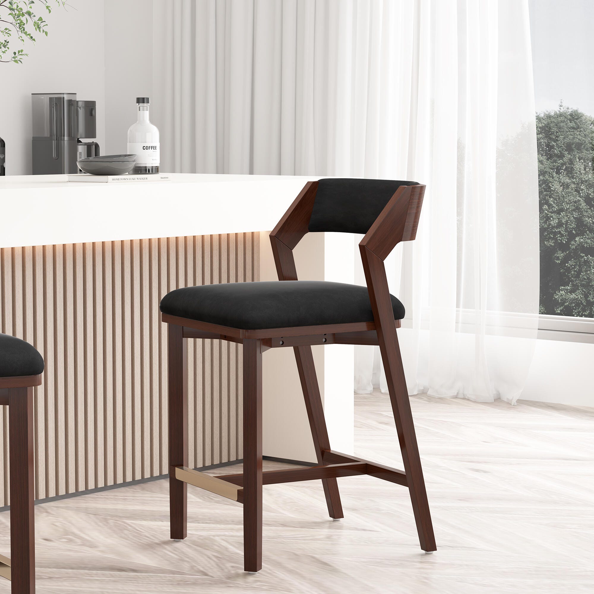 Manhattan Comfort Patricia Counter Height Bar Stool, Black, rollover