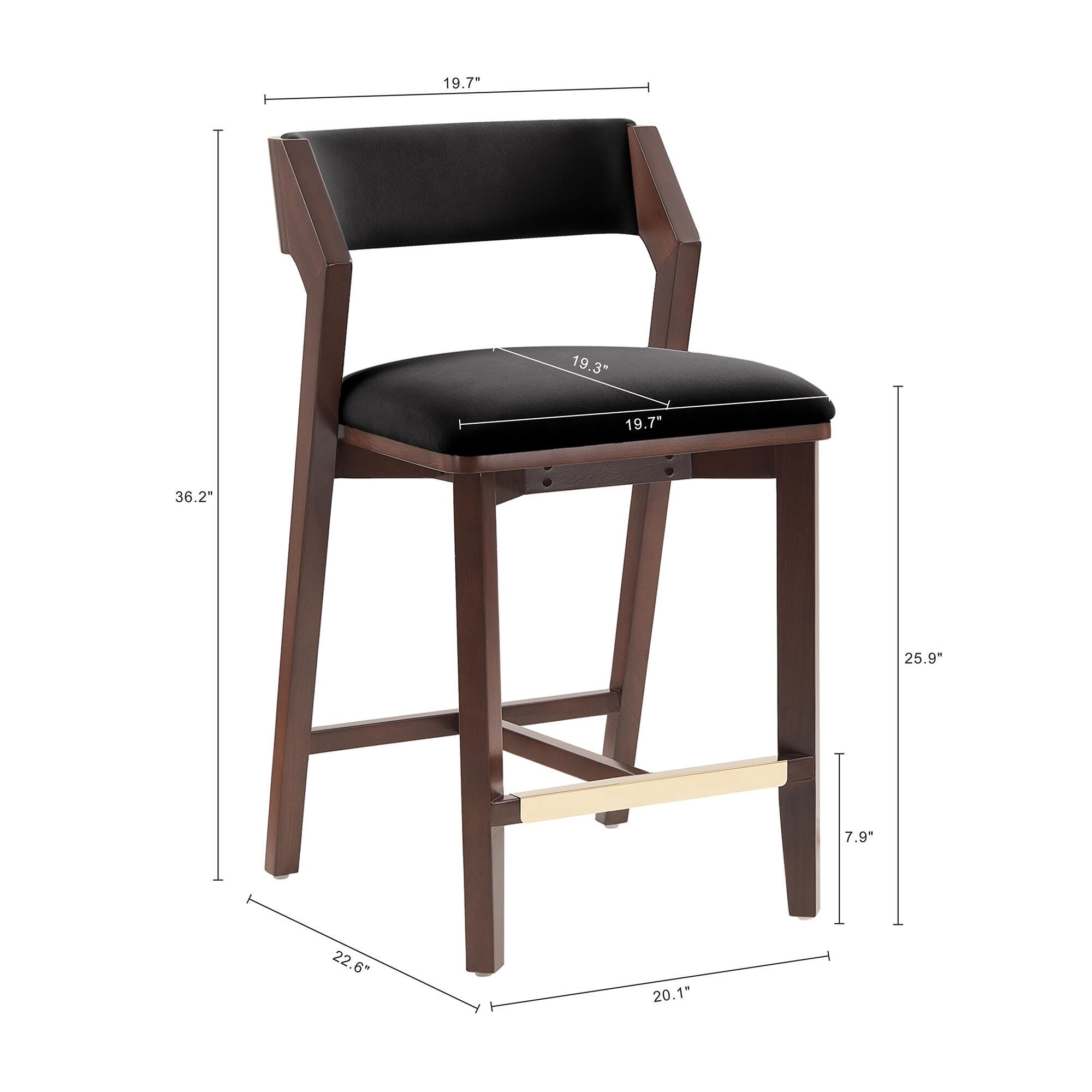 Manhattan Comfort Patricia Counter Height Bar Stool, Black, large