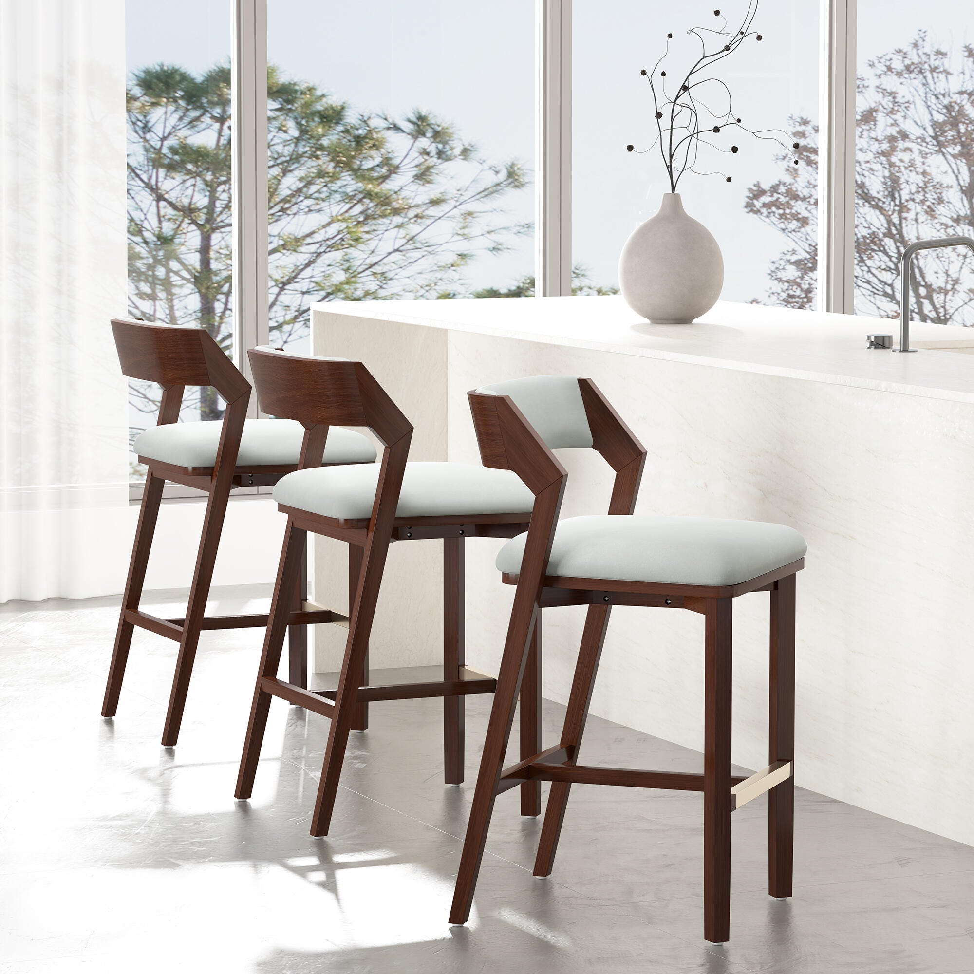 Manhattan Comfort Patricia Bar Height Bar Stool, White Glacier, large
