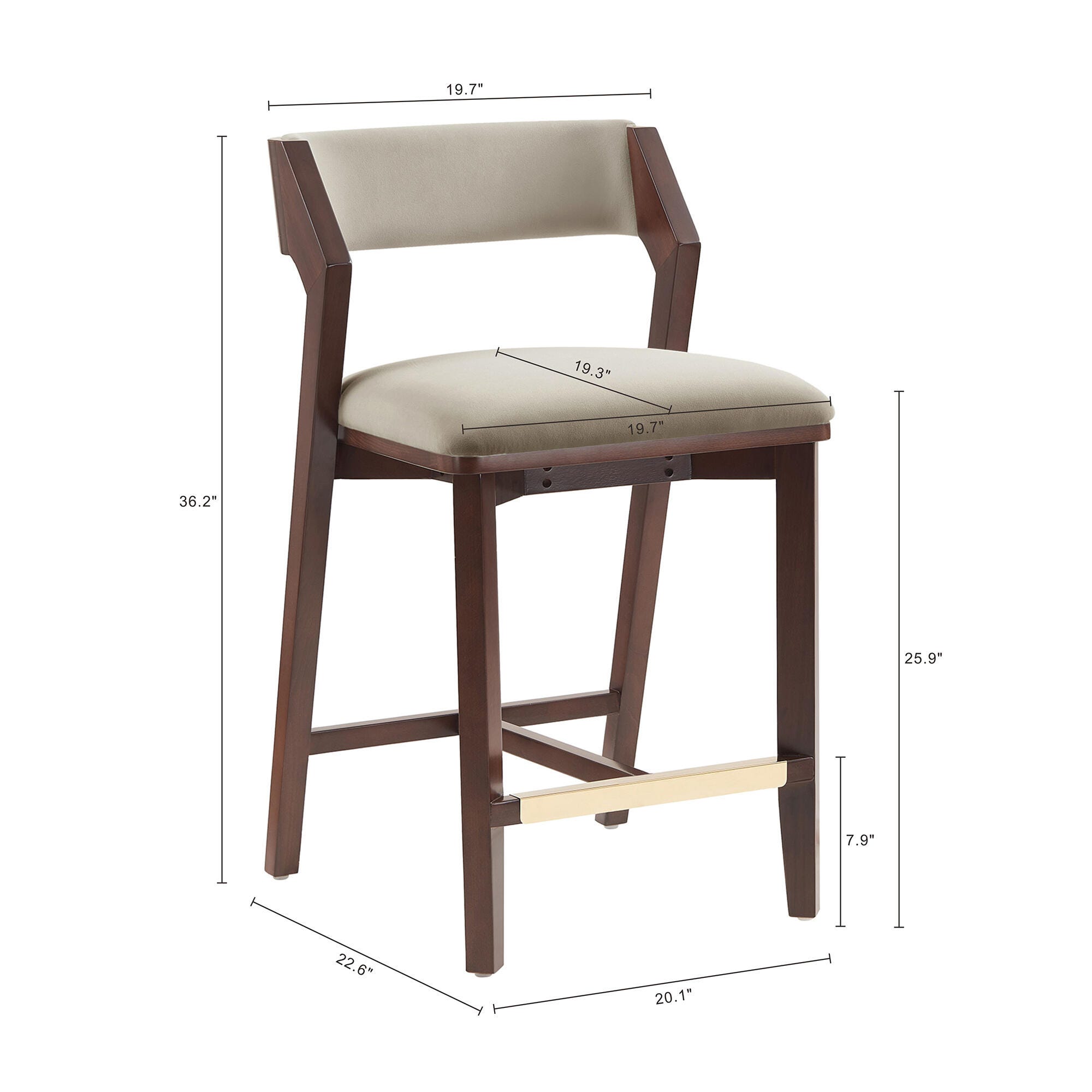 Manhattan Comfort Patricia Counter Height Bar Stool, Linen, large