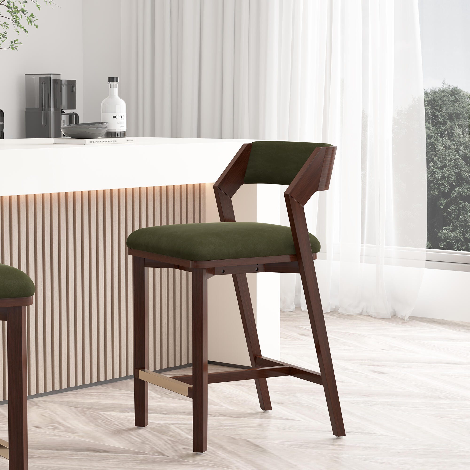 Manhattan Comfort Patricia Counter Height Bar Stool, Turtle Green, rollover