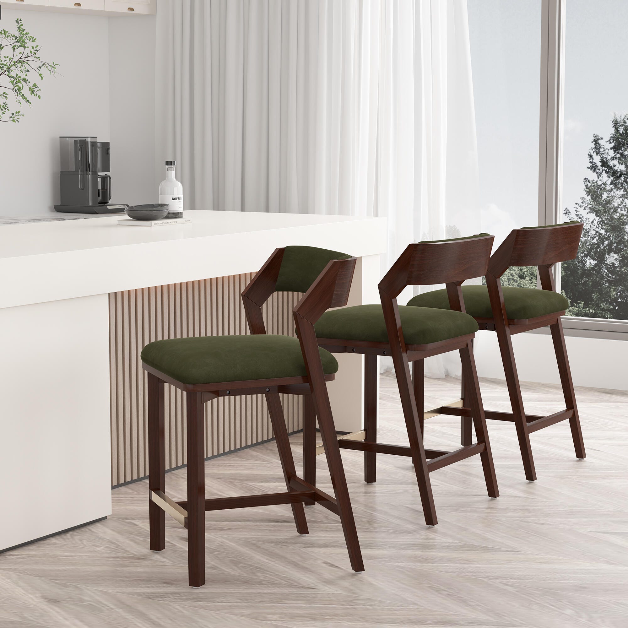 Manhattan Comfort Patricia Counter Height Bar Stool, Turtle Green, large