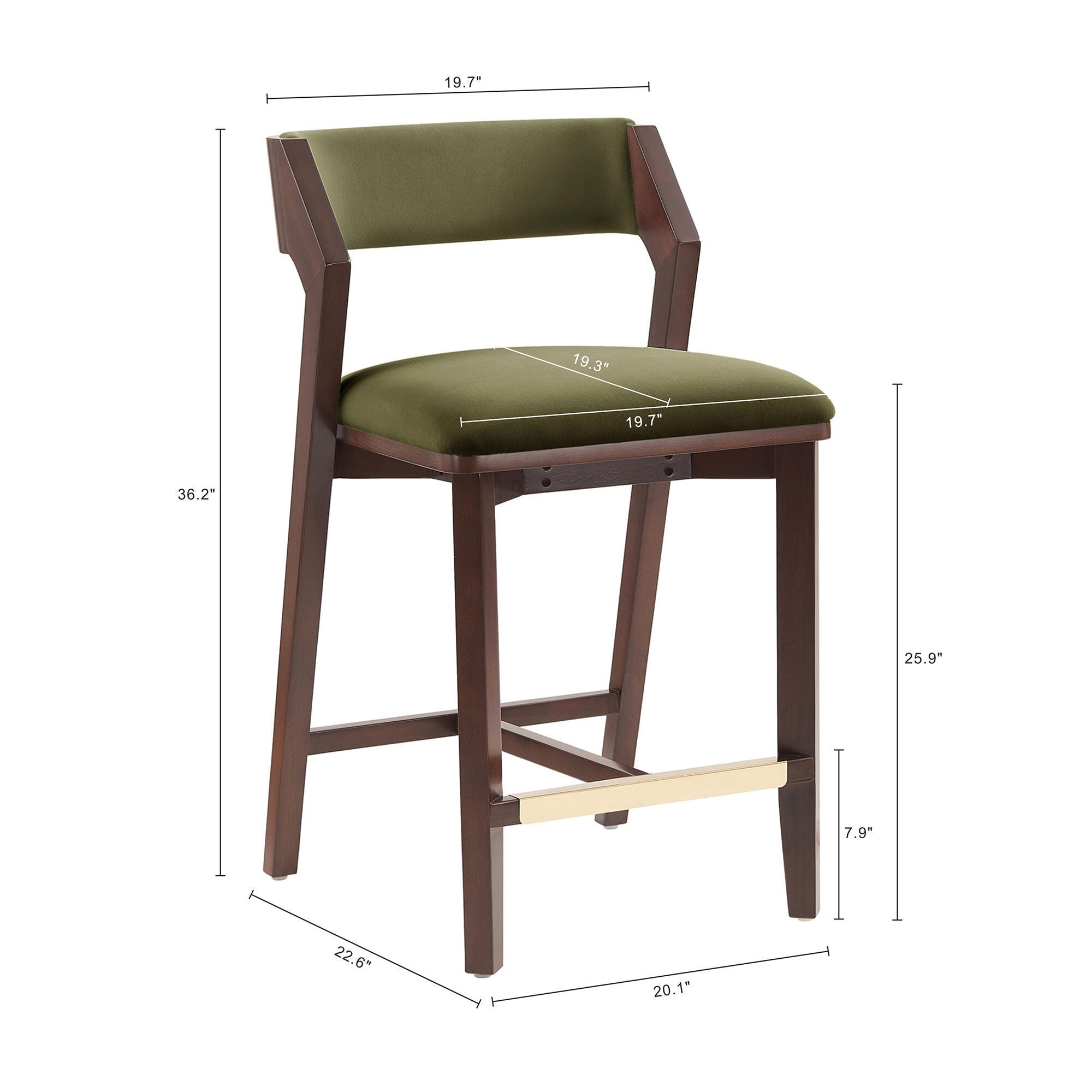 Manhattan Comfort Patricia Counter Height Bar Stool, Turtle Green, large