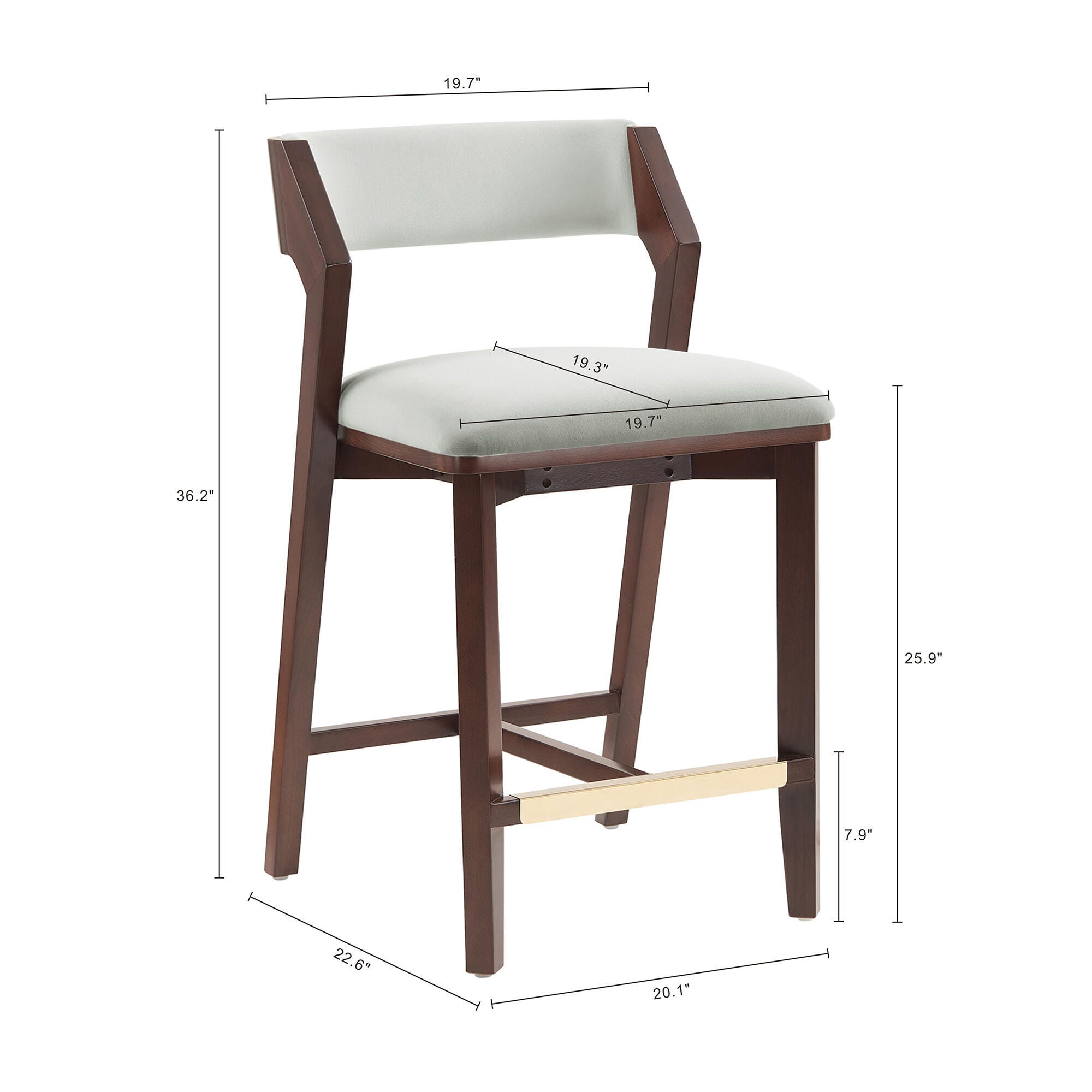 Manhattan Comfort Patricia Counter Height Bar Stool, White Glacier, large