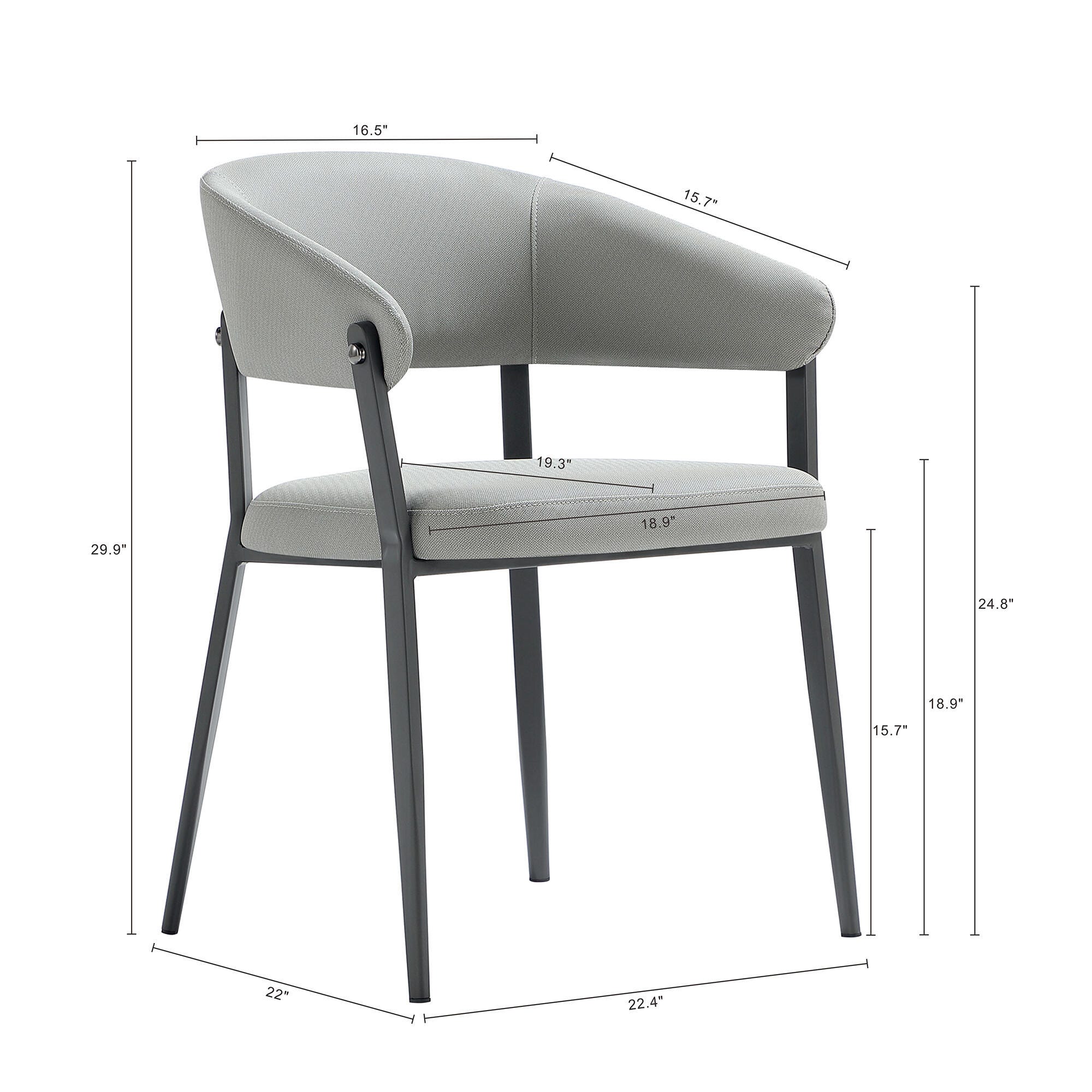 Manhattan Comfort Belle Dining Chair, Stone Gray, large