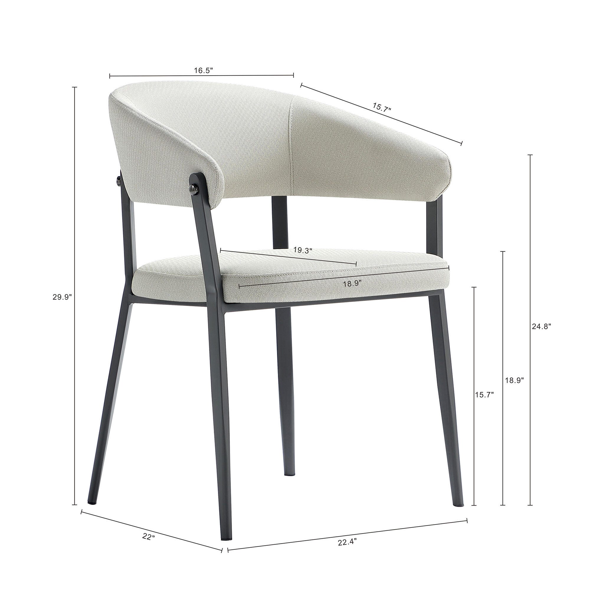 Manhattan Comfort Belle Dining Chair, Oatmeal, large
