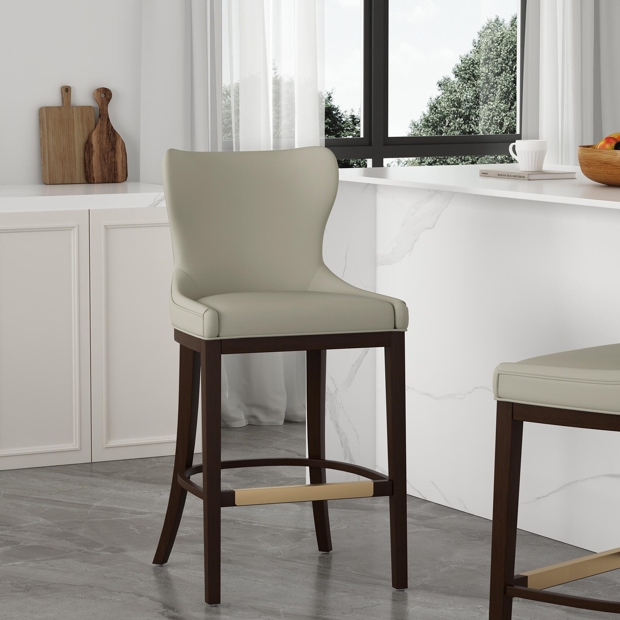 Manhattan Comfort Blair Bar Height Bar Stool, Stone, rollover